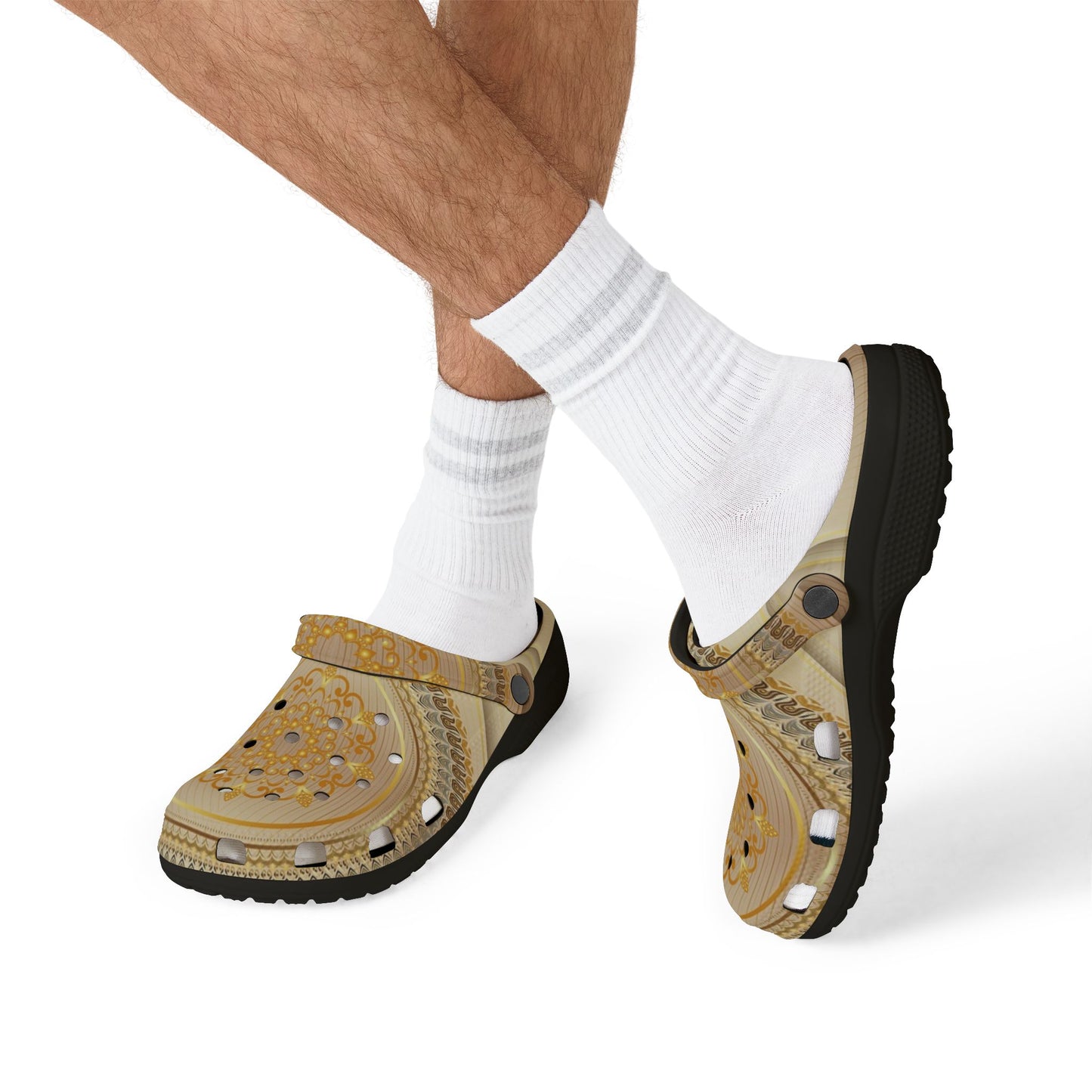 Golden Mandala EVA Foam Clogs — Comfortable Slip-On Garden Shoes