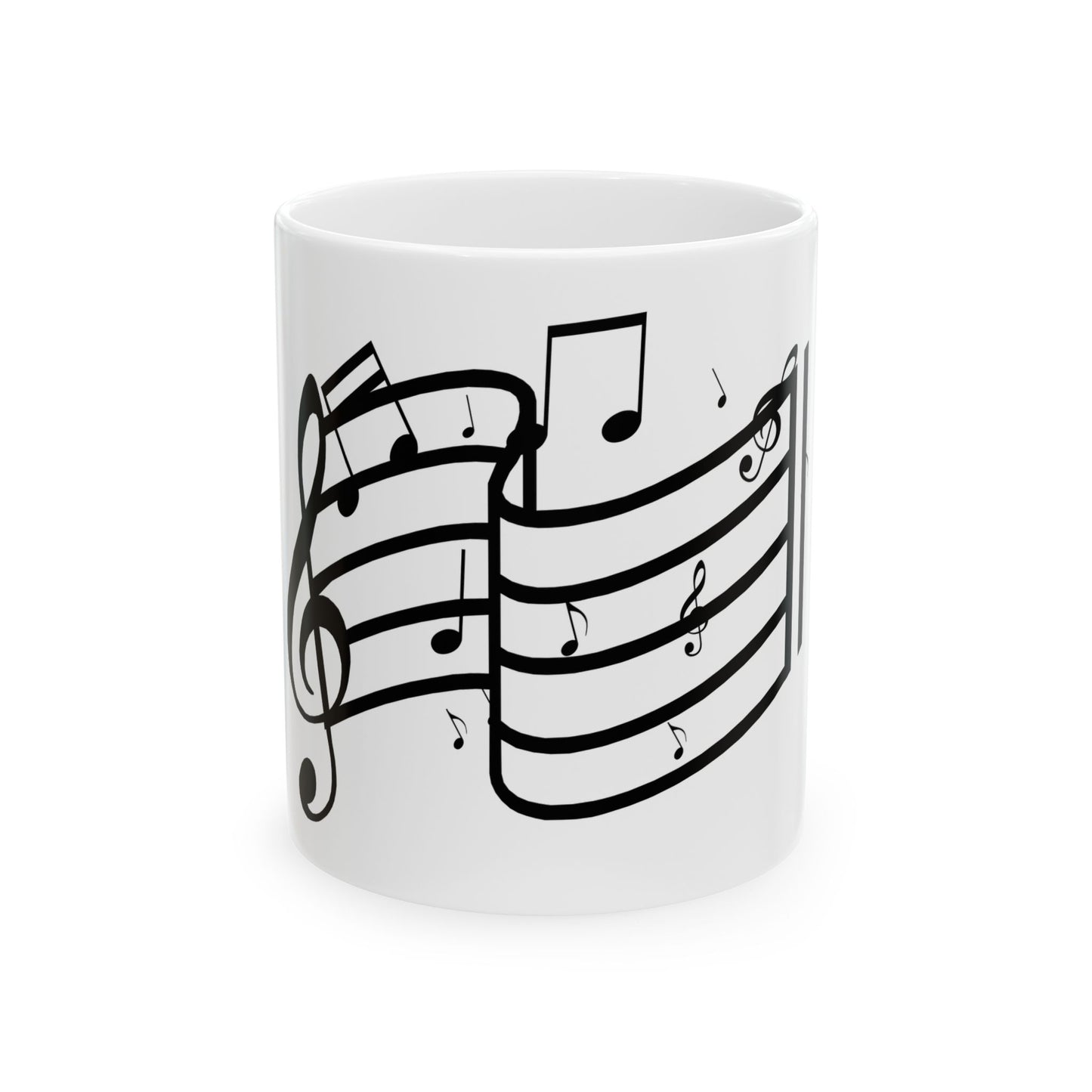 Music Notes Ceramic Mug — Musical Staff Coffee Cup for Musicians & Music Lovers (11oz/15oz)