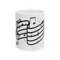 Music Notes Ceramic Mug — Musical Staff Coffee Cup for Musicians & Music Lovers (11oz/15oz)