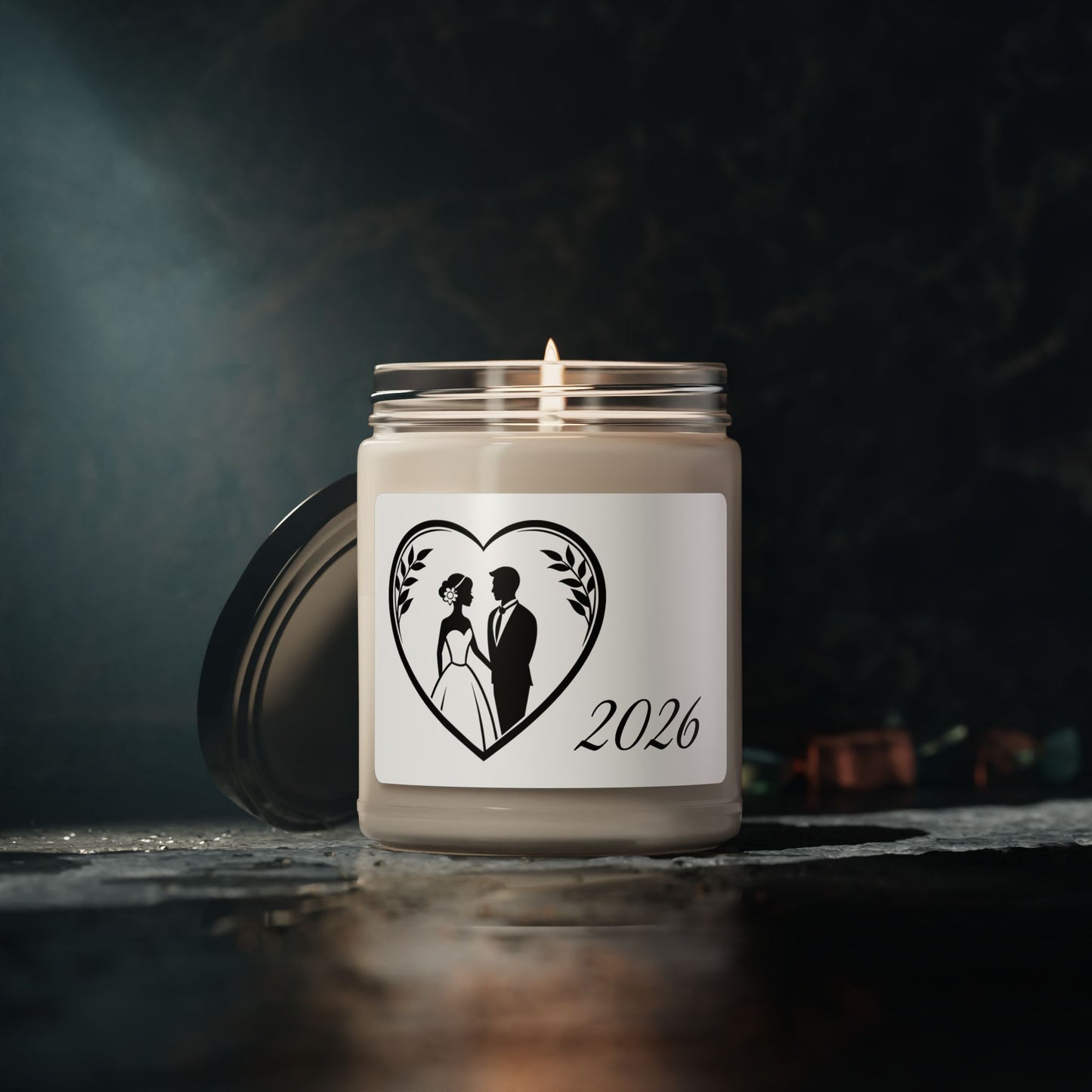 Wedding Couple 2026 Scented Soy Candle — Bridal Favor & Save-the-Date Gift