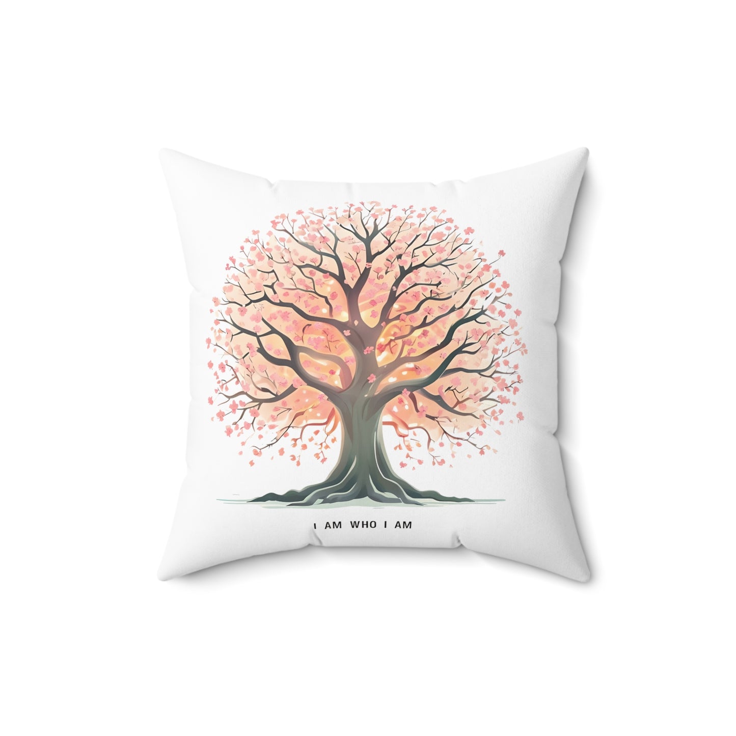 Tree of Life Throw Pillow — "I Am Who I Am" Inspirational Decorative Cushion