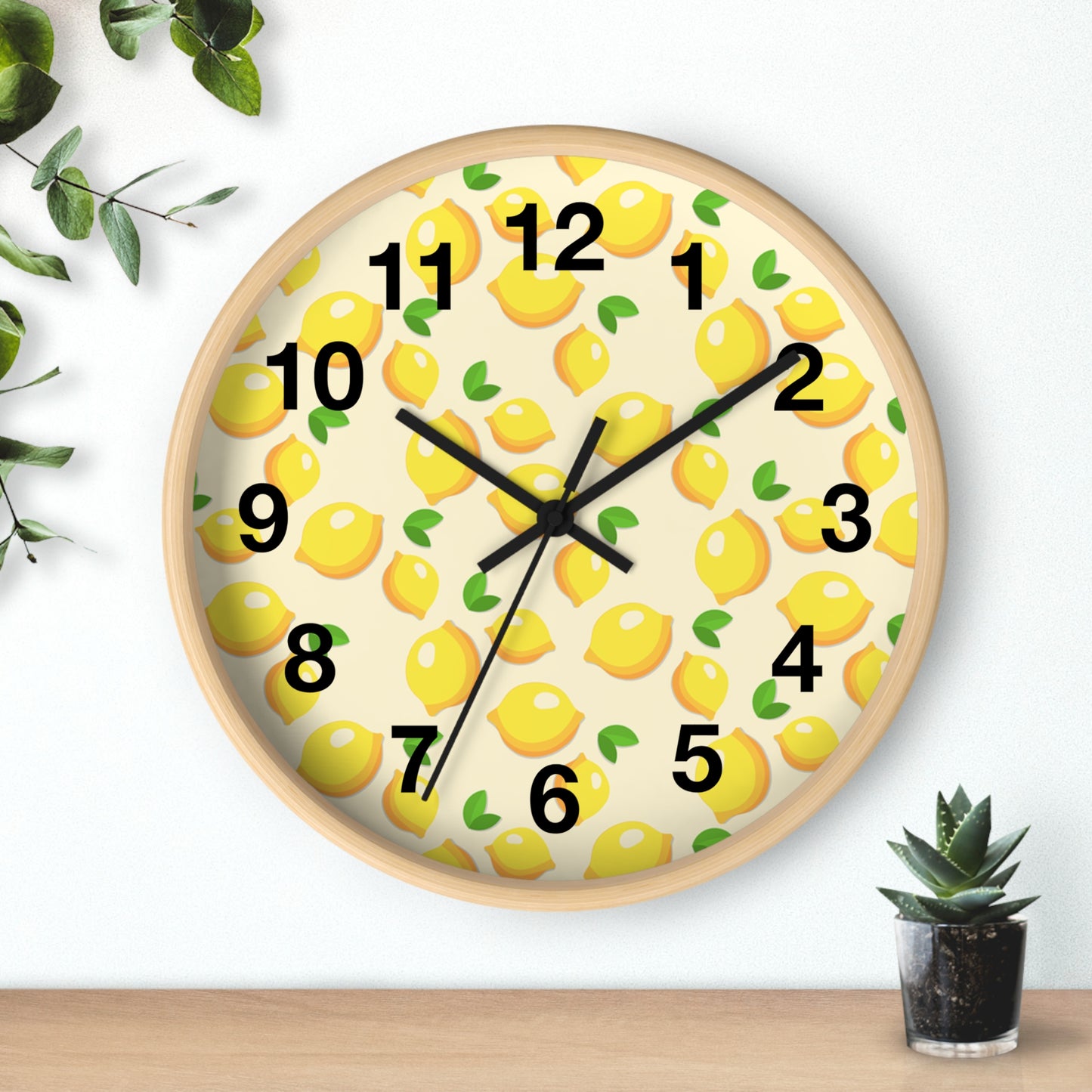 Lemon Pattern Wall Clock – Bright Citrus Kitchen Clock