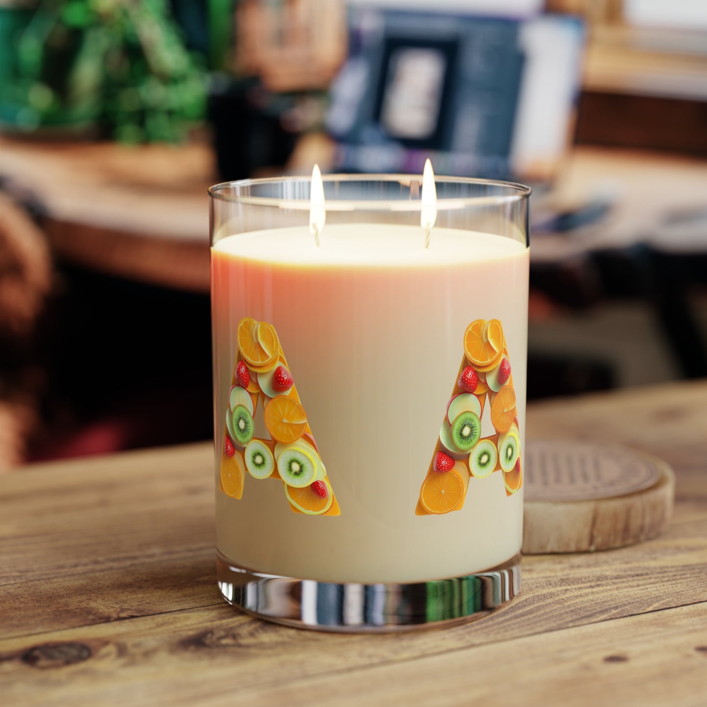 Fruit Pattern 11oz Scented Candle — Fresh Citrus & Kiwi Glass Candle
