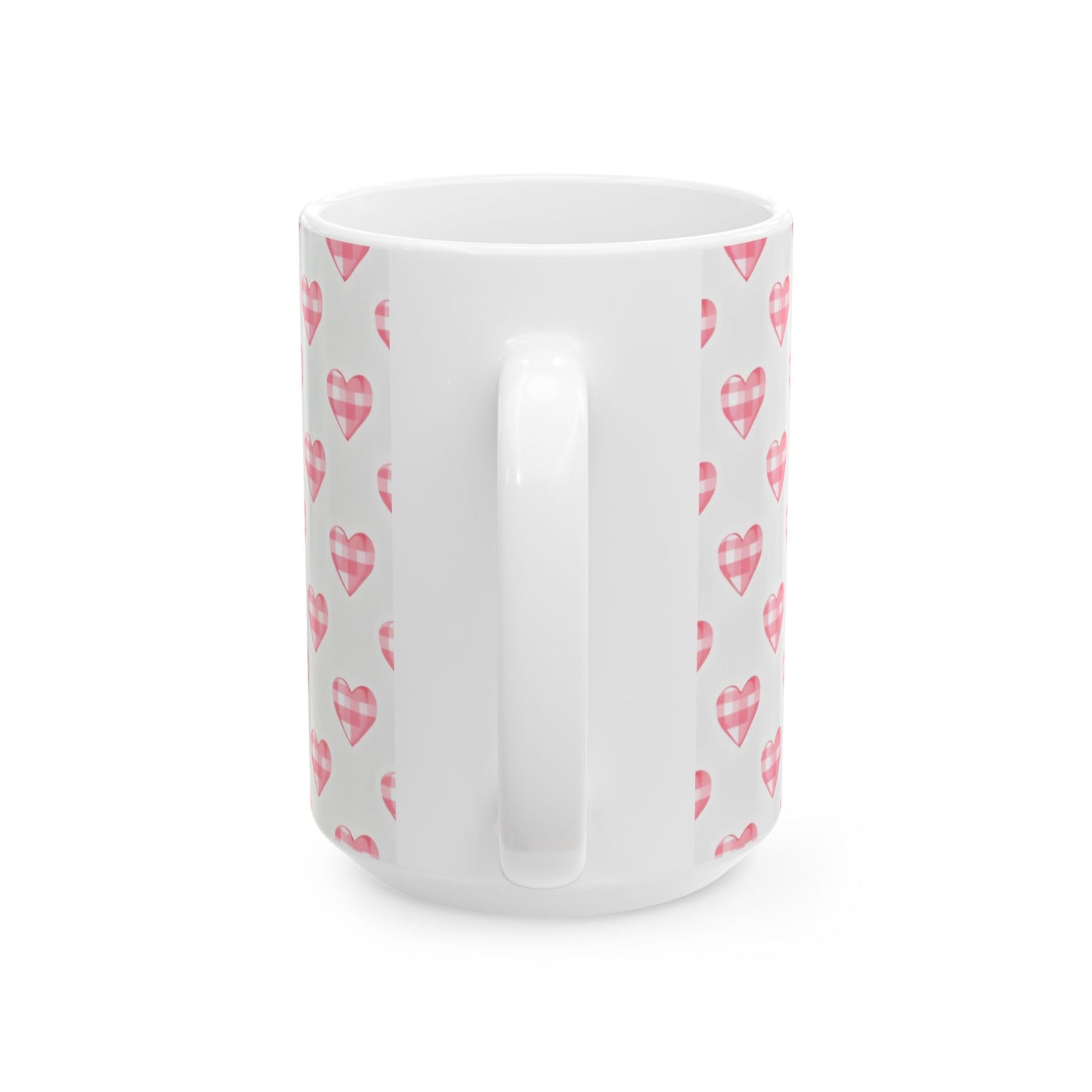 Pink Gingham Heart Ceramic Mug (11oz & 15oz)