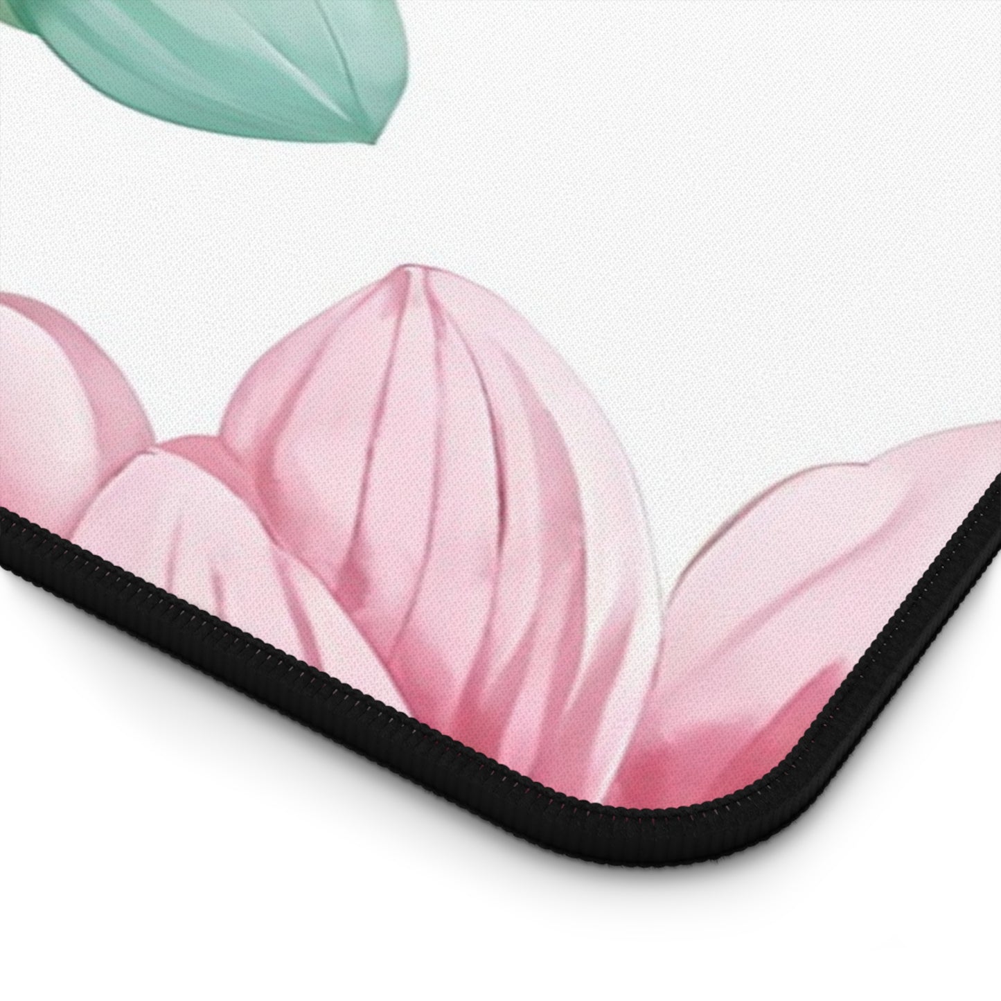 Floral Succulent Desk Mat — Green & Pink Botanical Mouse Pad