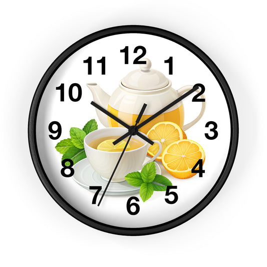 Lemon Tea Wall Clock - Charming Home Decor, Kitchen Wall Art, Gift for Tea Lovers, Modern Clock, Refreshing Vibes