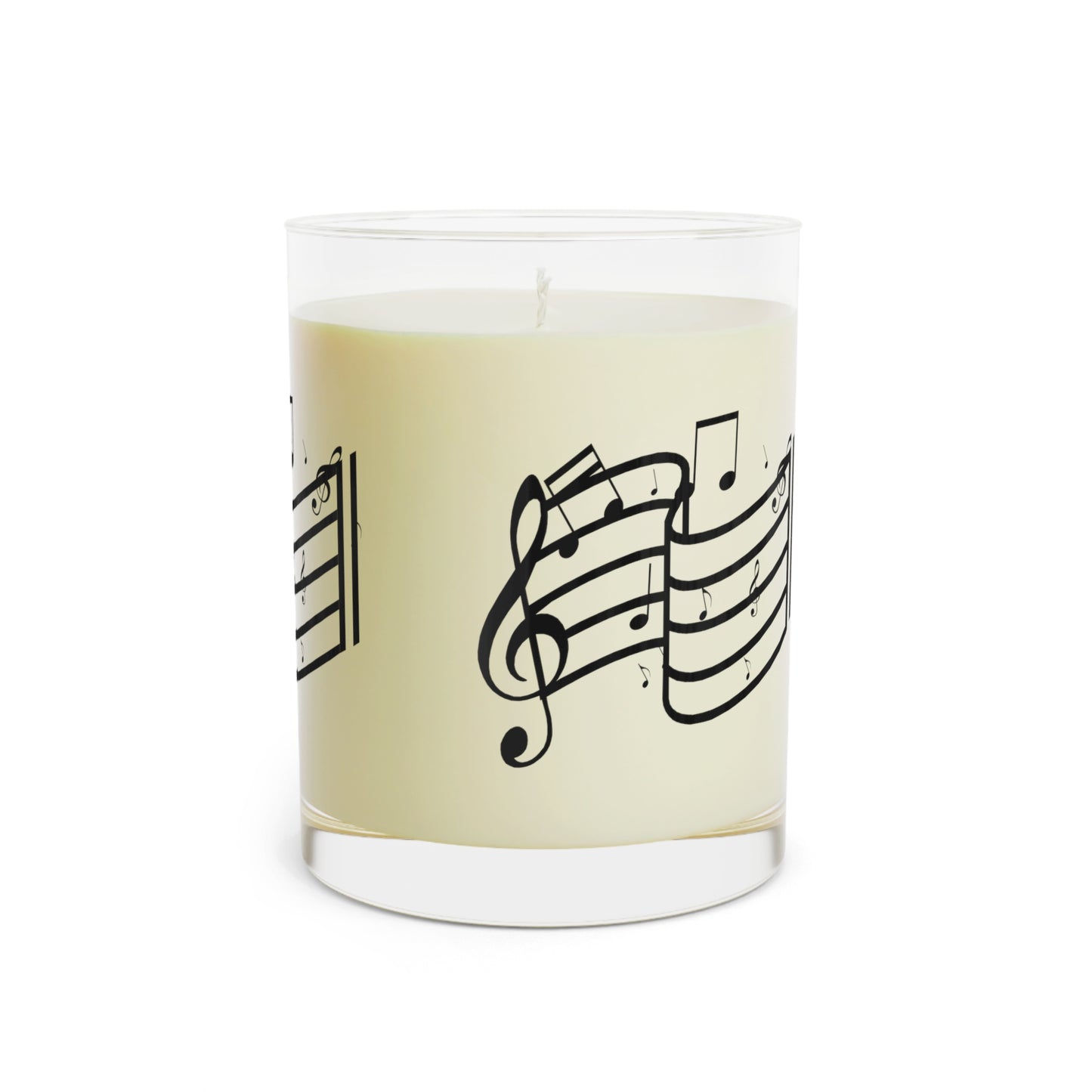 Music Notes Scented Candle — 11oz Glass Candle with Treble Clef Design