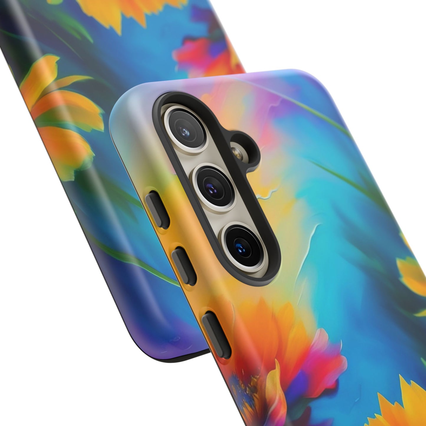 Floral Burst Tough Phone Case — Vibrant Watercolor Flowers Protective Cover