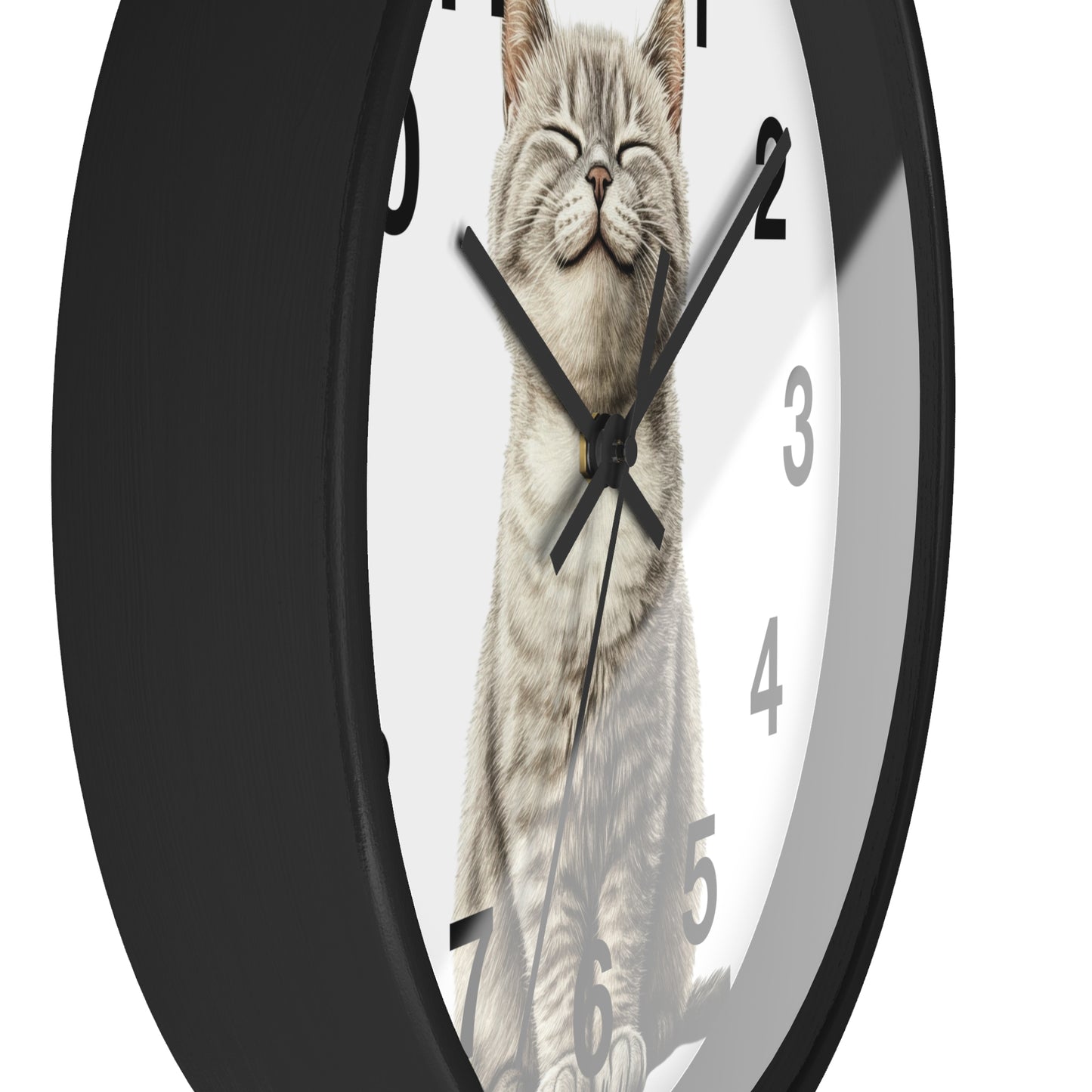 Smiling Tabby Cat Wall Clock — Cute Cat Decor for Living Room, Nursery & Gifts