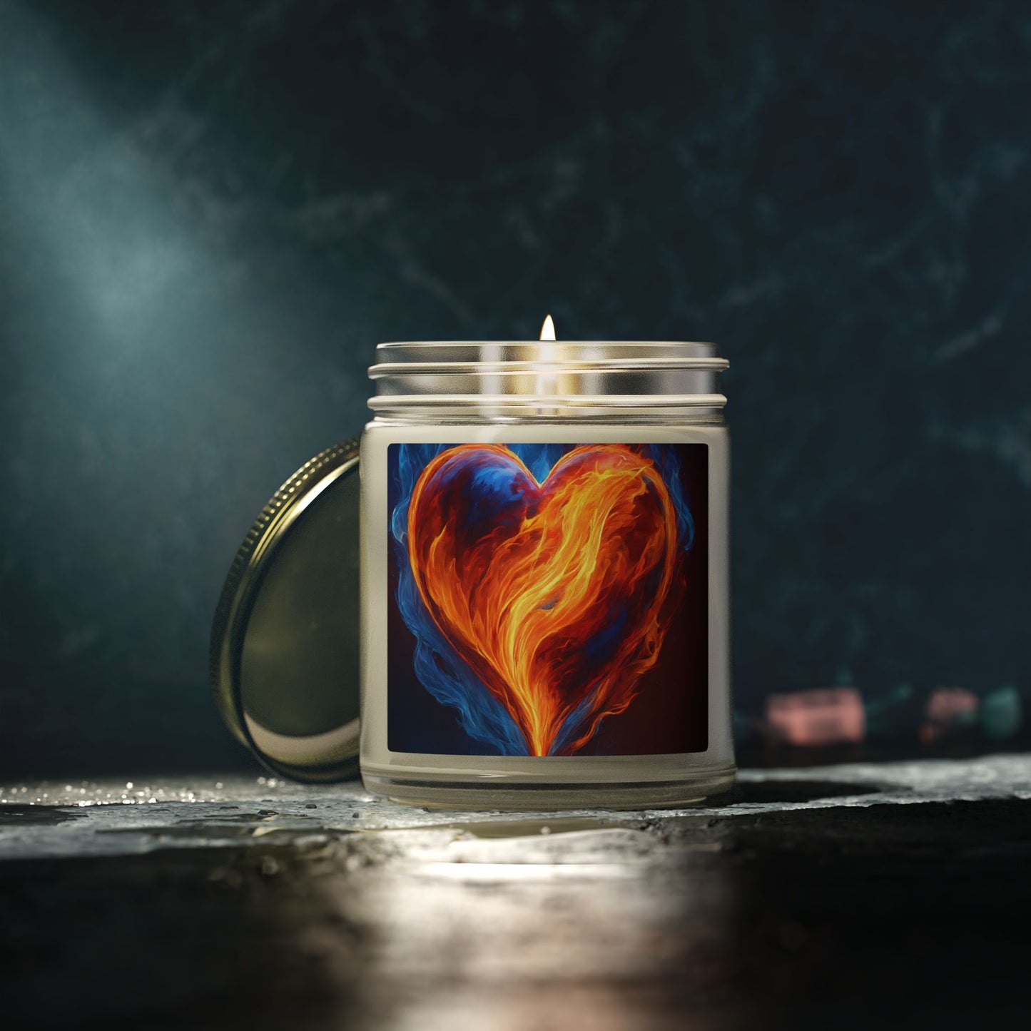 Coconut Apricot Scented Candle — Fiery Heart Jar (4oz/9oz)