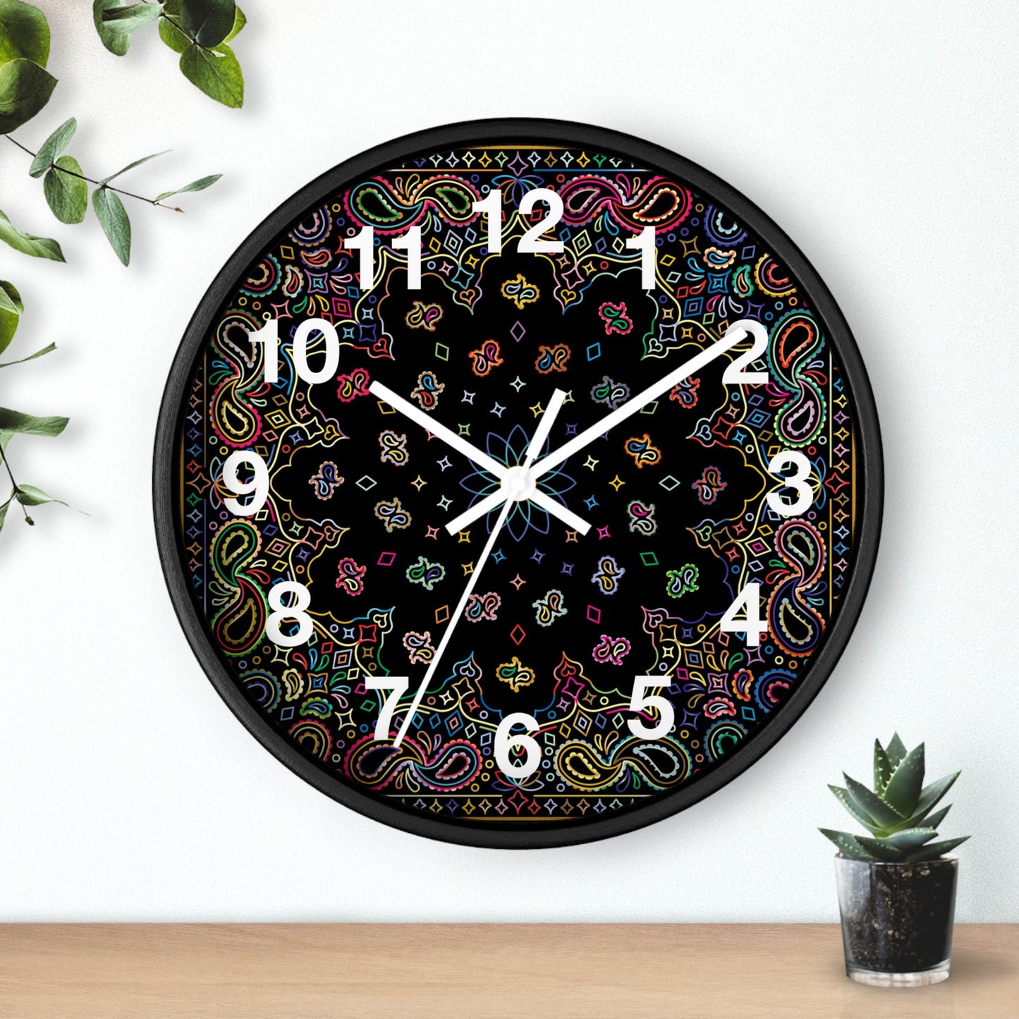 Colorful Mandala Wall Clock Boho Home Decor
