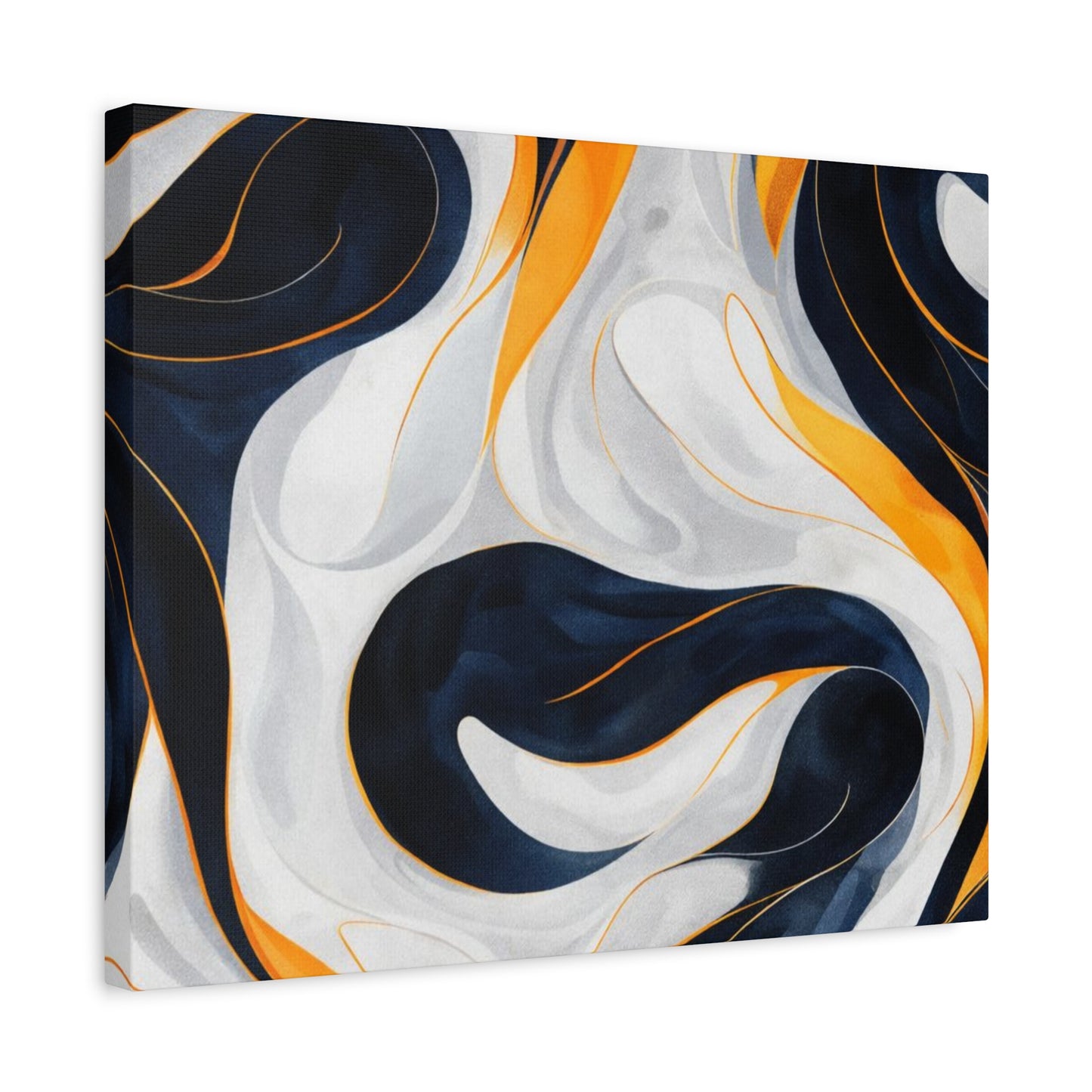 Abstract Navy & Gold Swirl Matte Canvas Wall Art