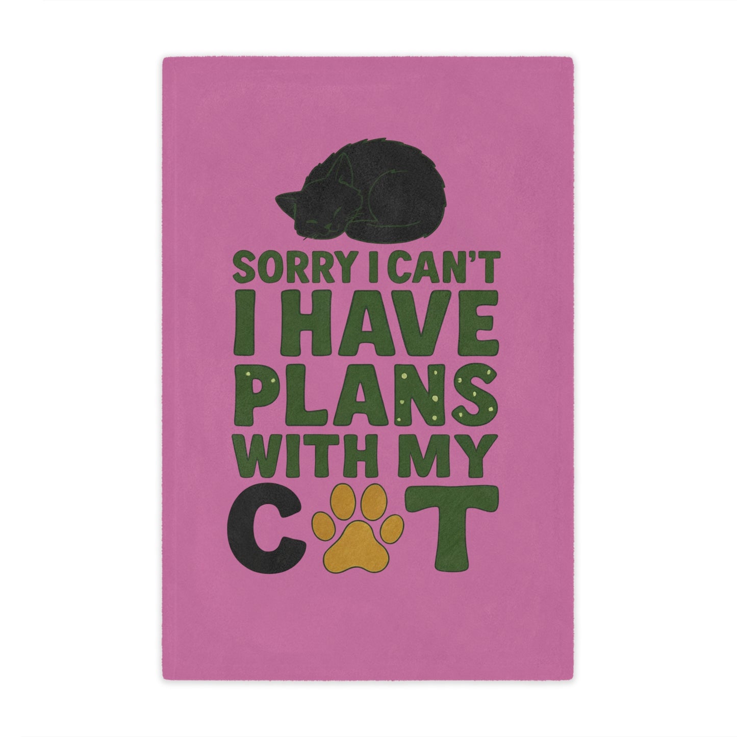 Minky Blanket - "Sorry I Can't I Have Plans With My Cat" Cute Cat Paw Throw for Cat Lovers