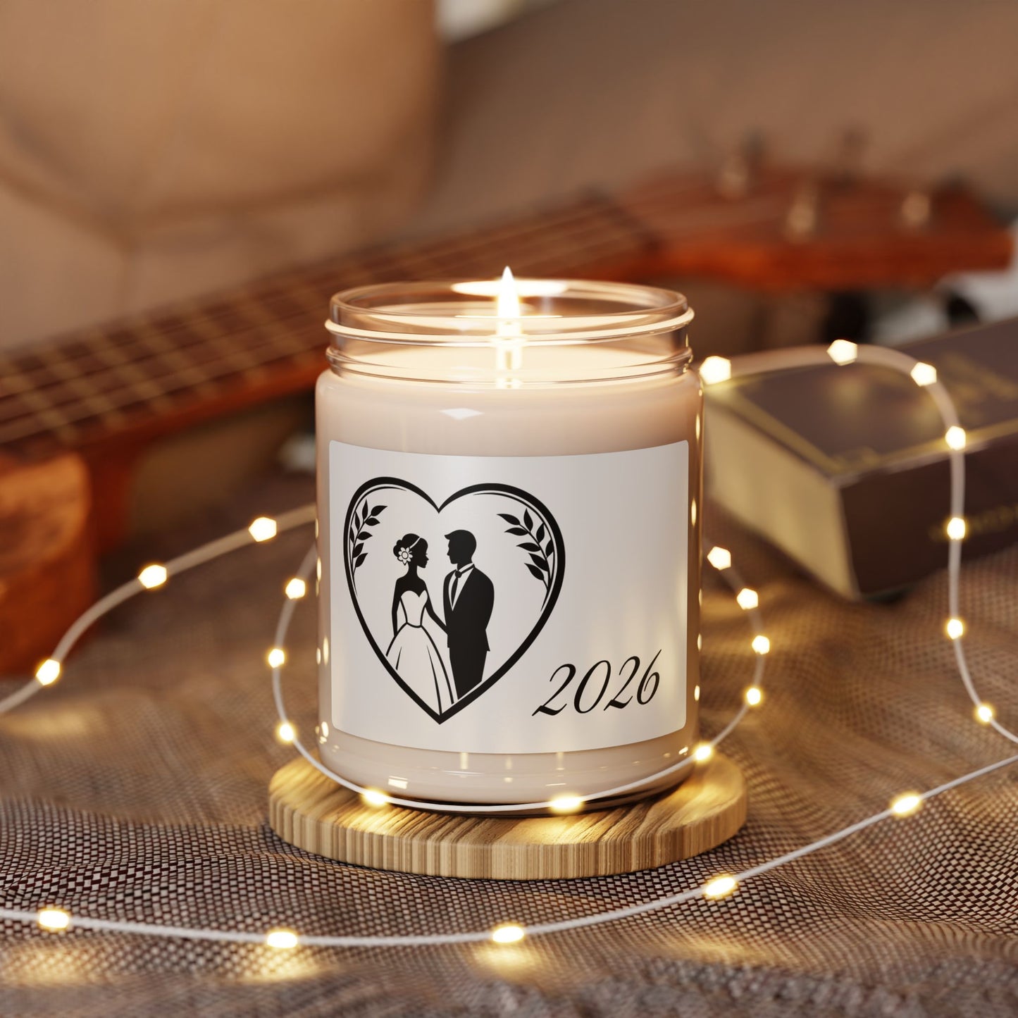 Wedding Couple 2026 Scented Soy Candle — Bridal Favor & Save-the-Date Gift