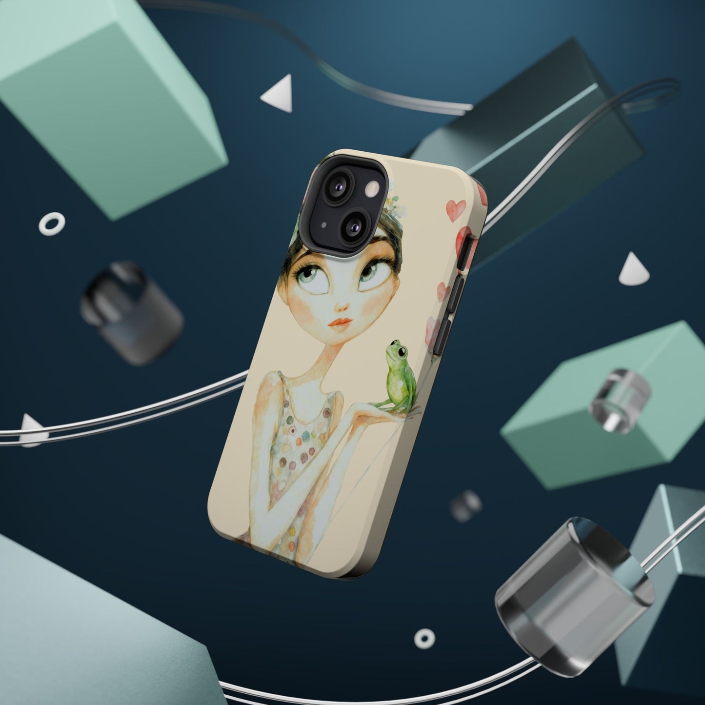 Whimsical Girl with Frog Magnetic Impact Phone Case