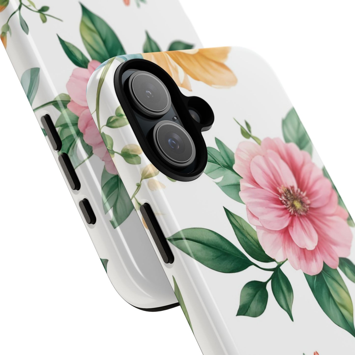 Floral Tough Phone Case — Pink Peony Protective Phone Cover