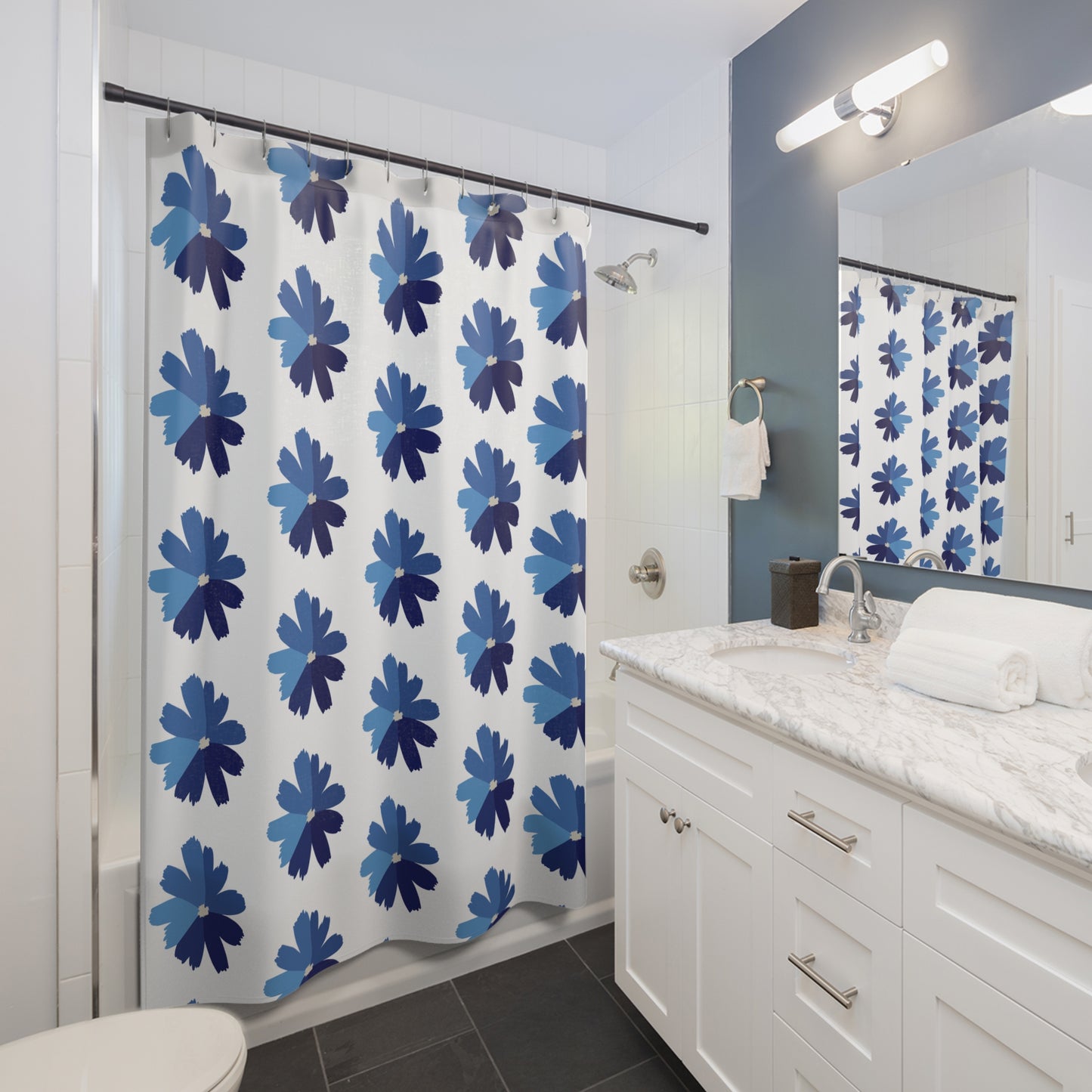Modern Floral Shower Curtain, Bohemian Bathroom Decor, Chic Home Accent, Elegant Gift for Her, Unique Interior Design