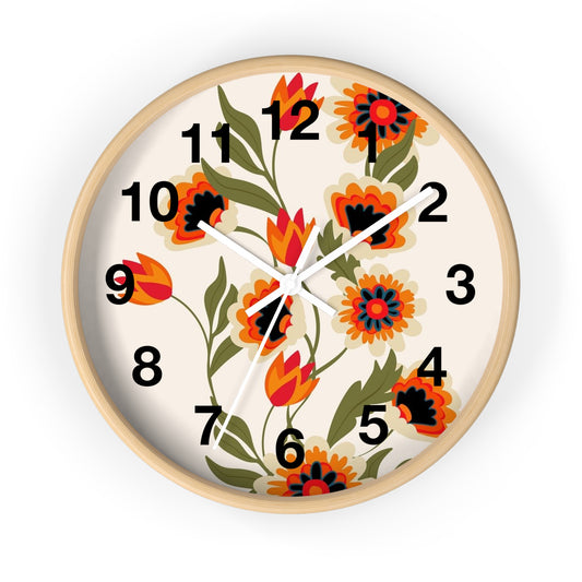 Vintage Floral Wall Clock | Rustic Home Decor | Gift for Her | Boho Style | Kitchen or Living Room Accent