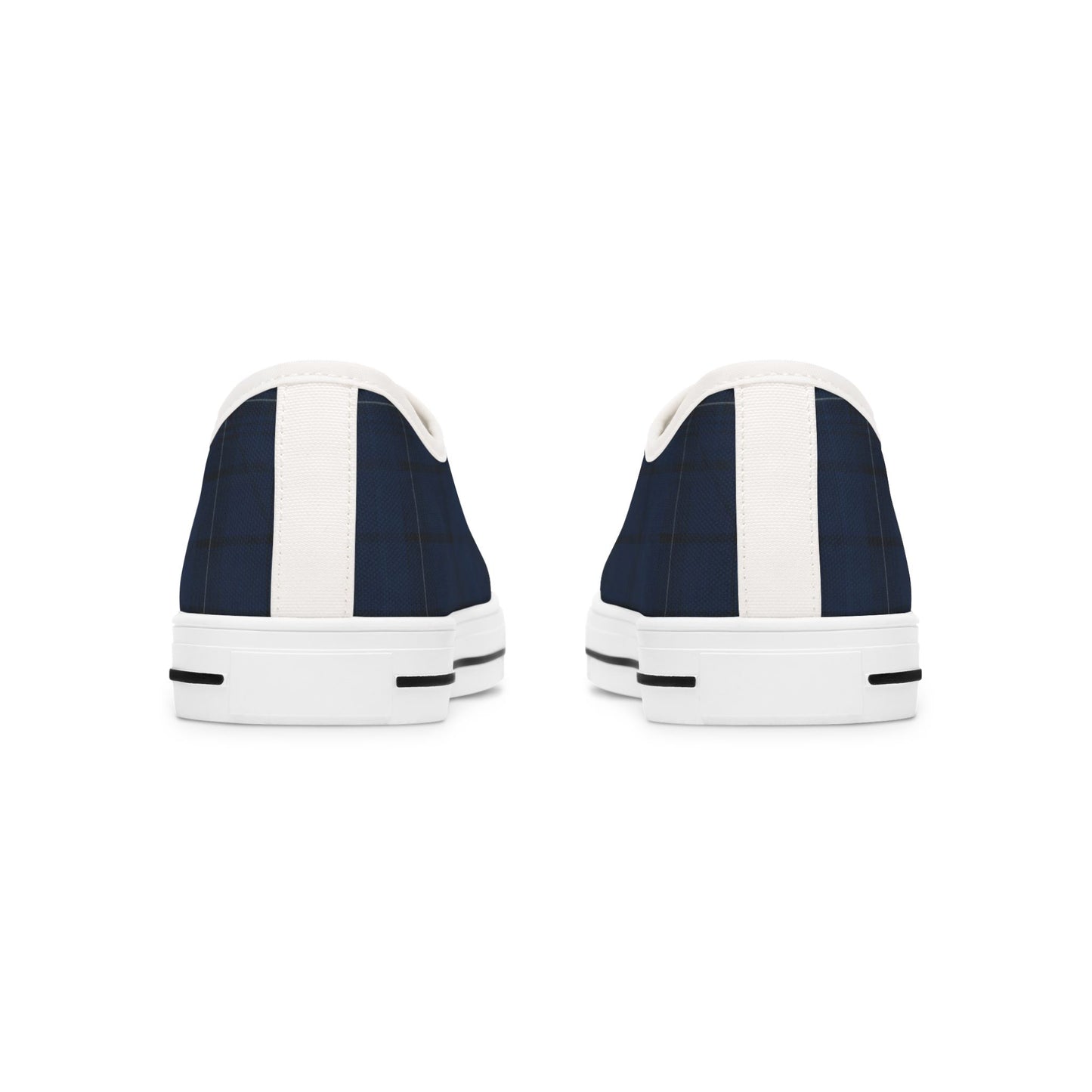 Navy Plaid Low Top Sneakers — Casual Classic Canvas Shoes