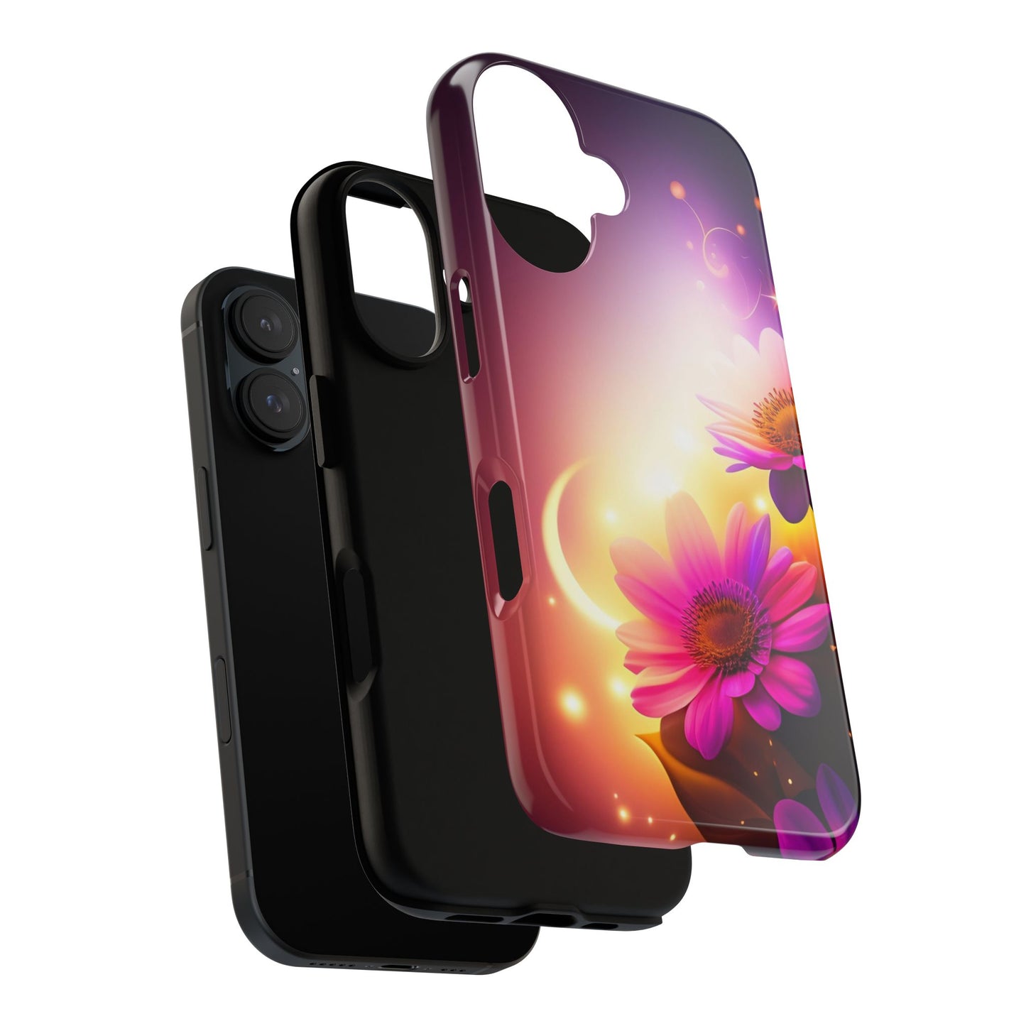 Floral Moonlight Phone Case – Purple Daisy Protective Cover