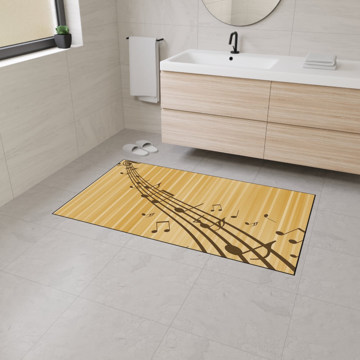 Music Notes Heavy-Duty Floor Mat — Non-Slip Musical Entry/Studio Rug