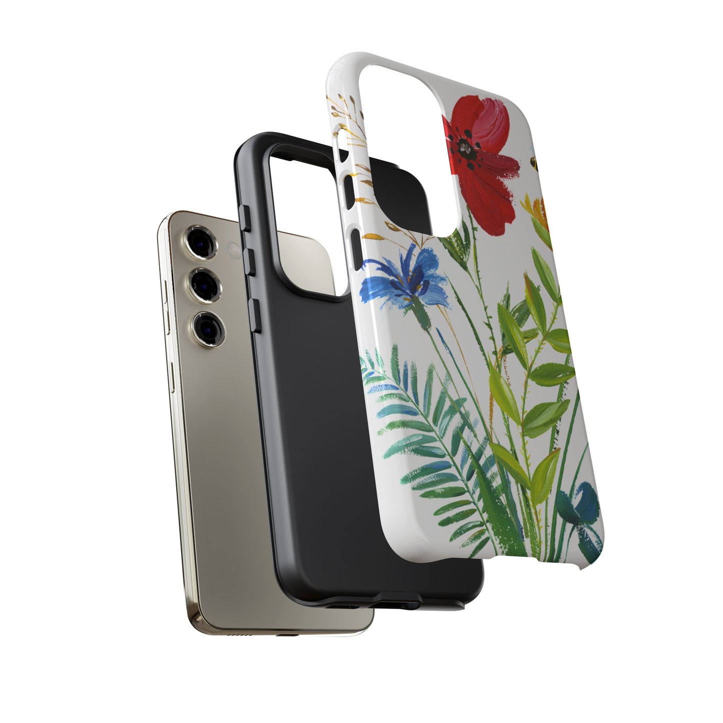 Floral Watercolor Tough Phone Case — Wildflower Bouquet Protective Cover