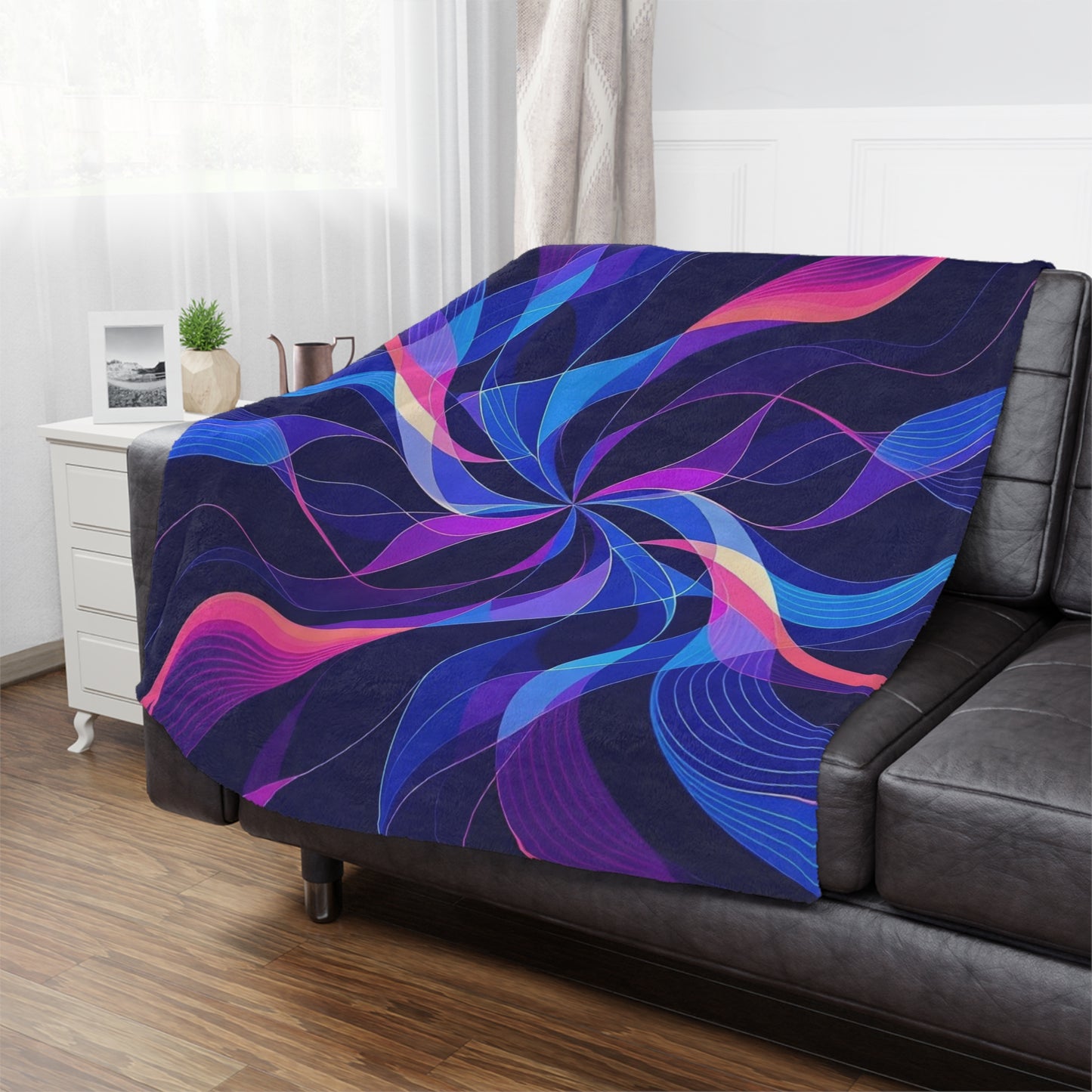 Minky Blanket — Abstract Neon Swirl Plush Throw