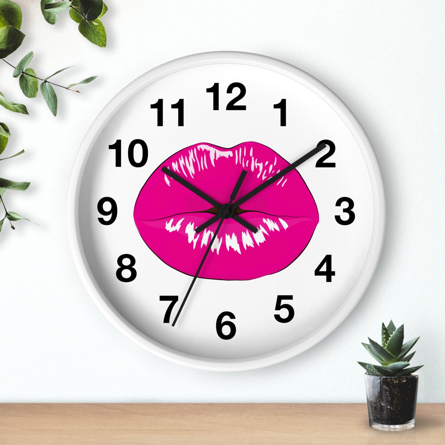 Hot Pink Kiss Wall Clock | Lip Print Clock