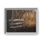 Framed Matte Canvas Print — Autumn Park Bench Photography