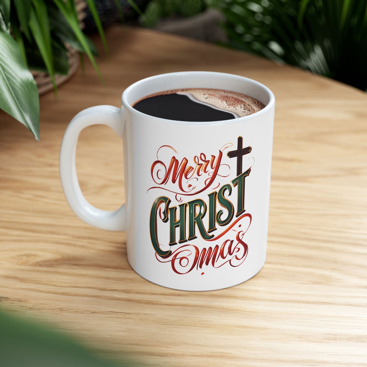 Christmas Ceramic Mug - Merry Christ-Mas Coffee Cup, Holiday Gift, Hot Cocoa Mug, Festive Kitchen Decor, Seasonal Beverage Mug