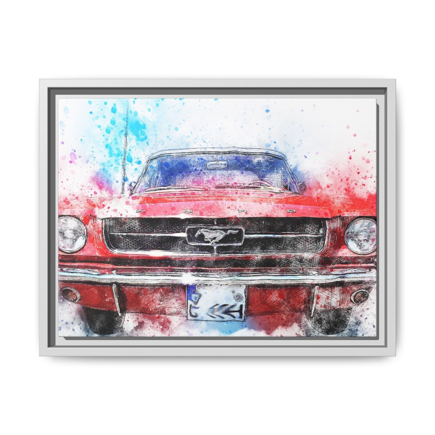 Matte Canvas, Framed Mustang Car
