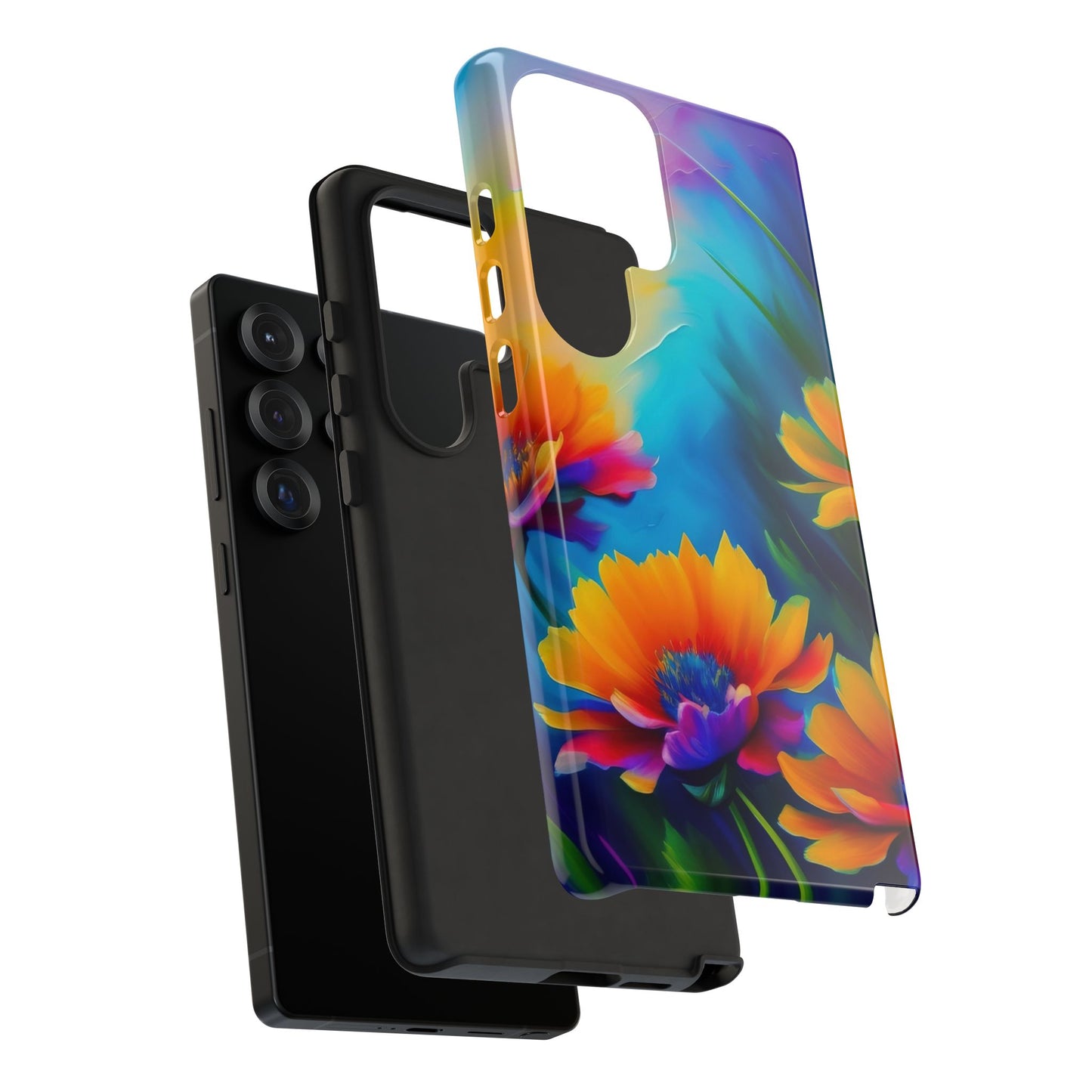 Floral Sunset Tough Phone Case — Vibrant Watercolor Flowers Protective Cover