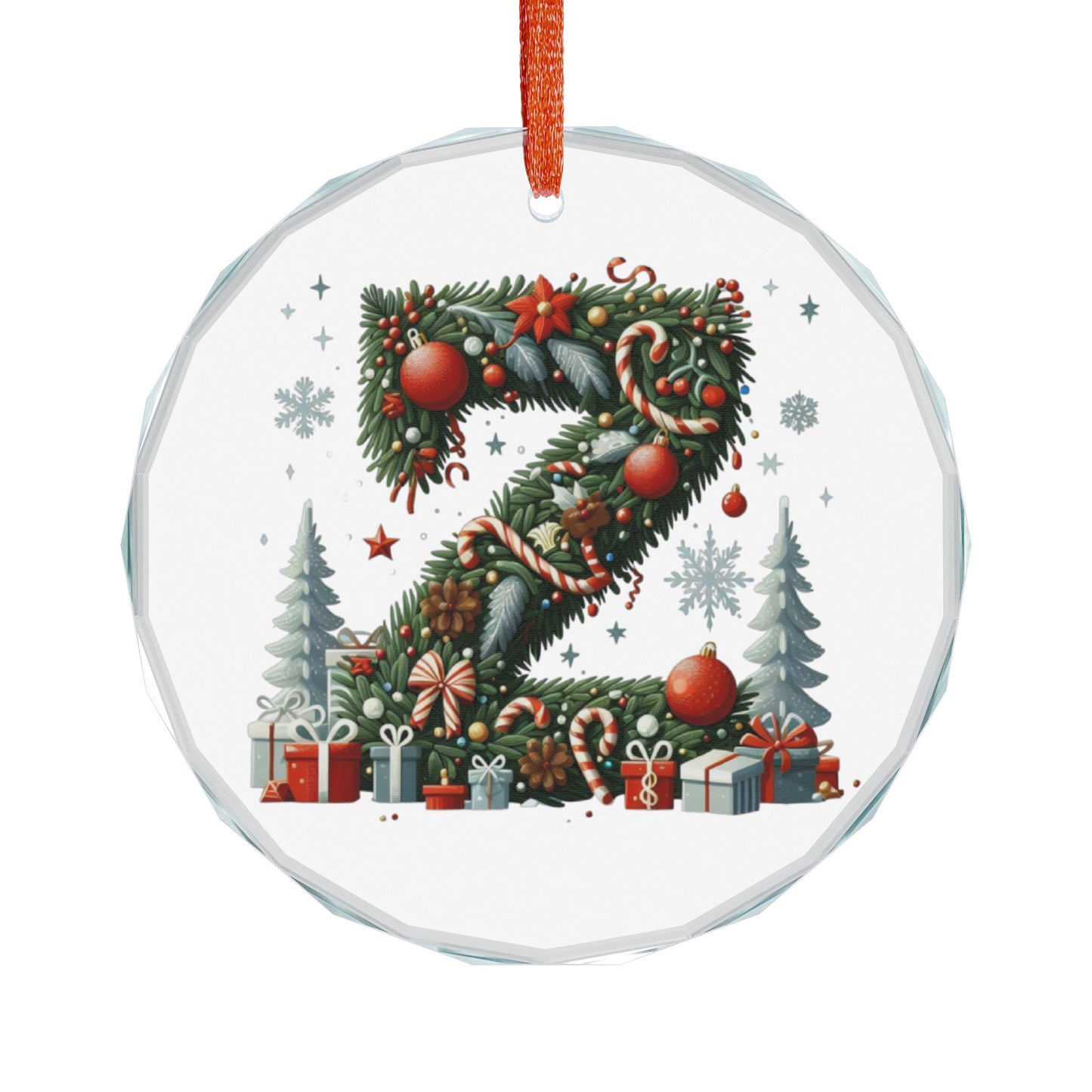 Heart Crystal Ornament — Festive Christmas Letter "Z" Holiday Tree Decoration