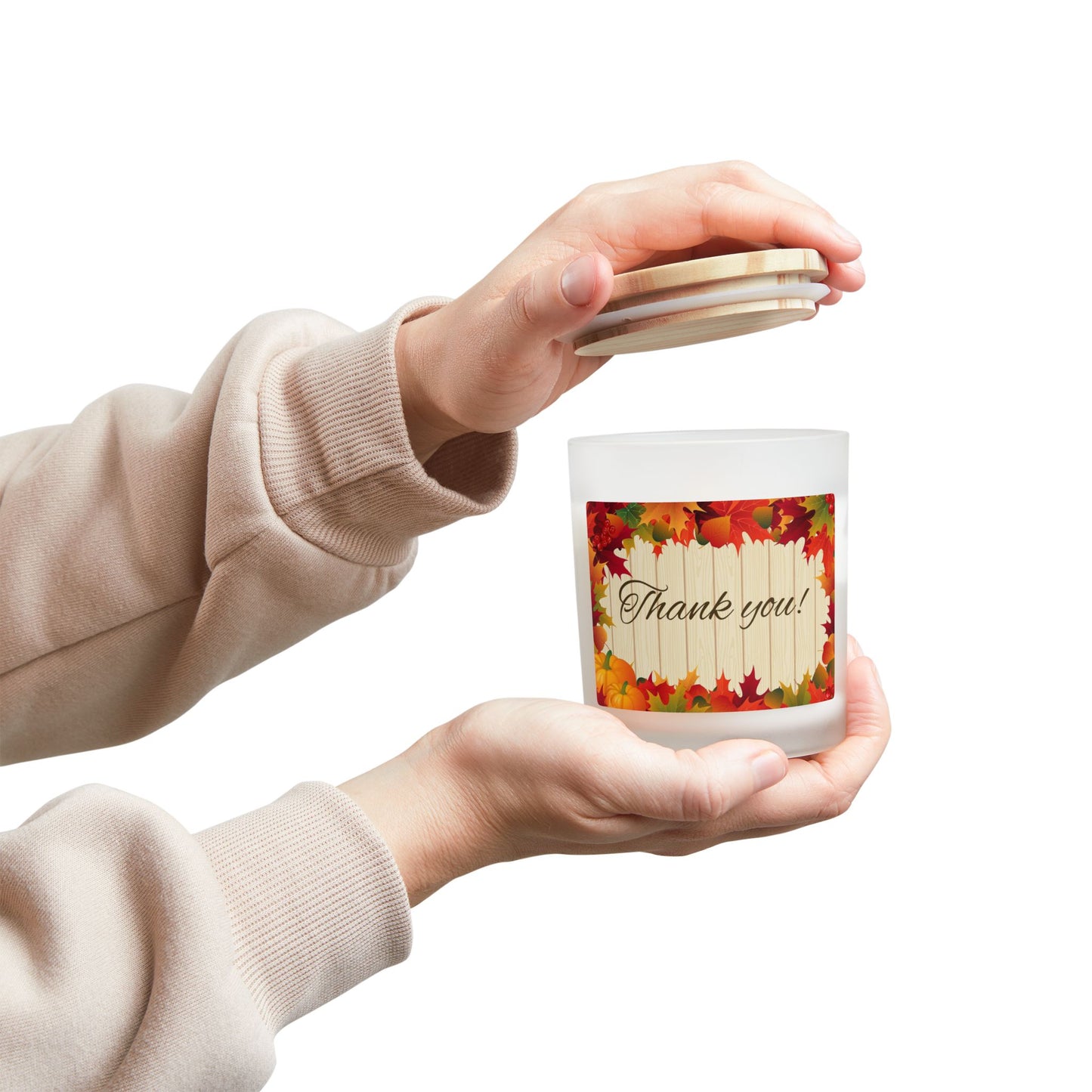 Thank You Autumn Candle — 11oz Frosted Glass Fall Scented Gift