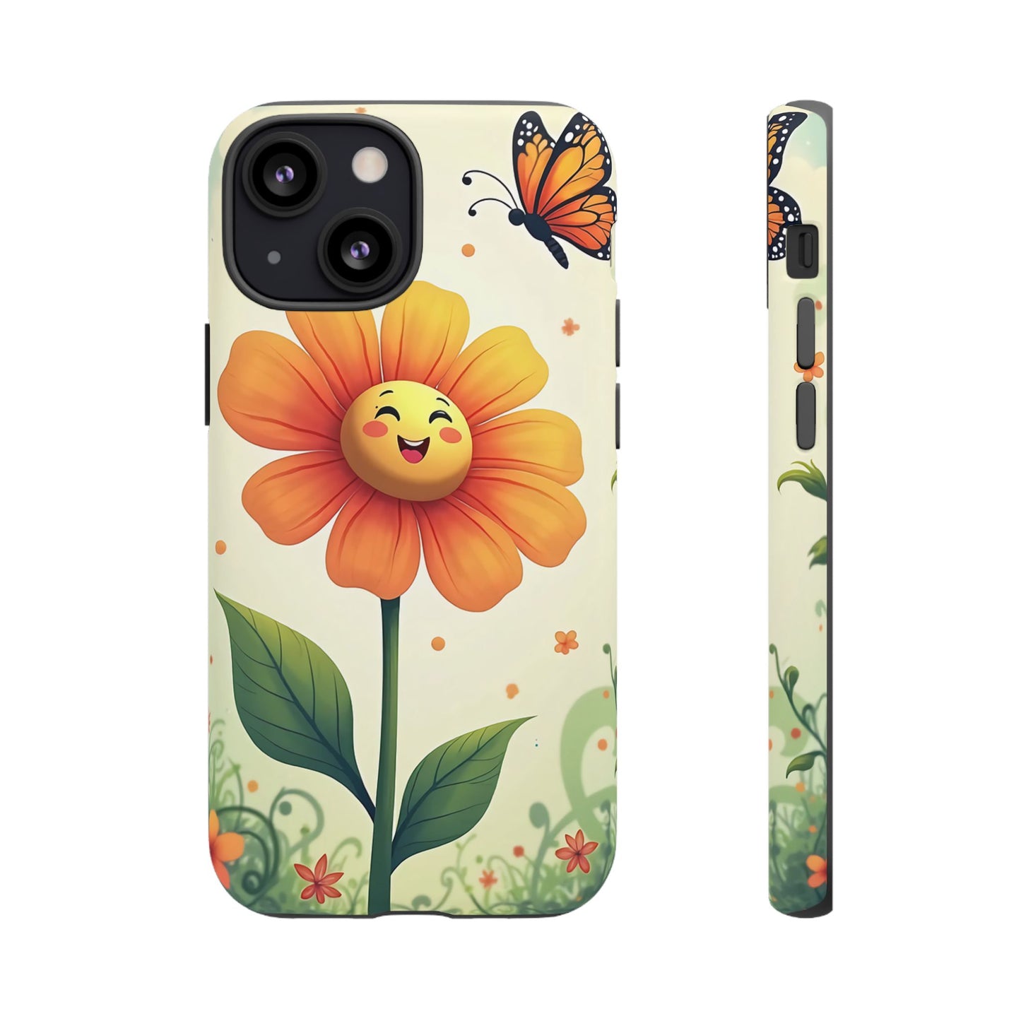 Floral Phone Case with Butterfly Design, Cute Flower Phone Cover for Nature Lovers, Eco-Friendly Gift, Spring Vibes, Birthday Present