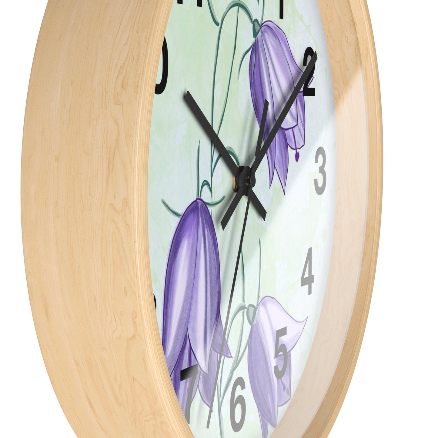 Floral Wall Clock with Purple Blooms, Elegant Home Decor, Timeless Gift, Botanical Wall Art, Perfect for Mother's Day, Spring Decor