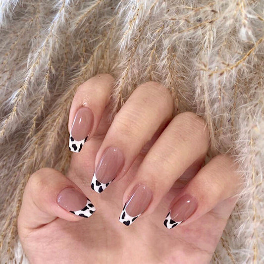 Anti-French small milk pattern purple gray press on nails art finished fake nail nail art patch nail patch waterproof and