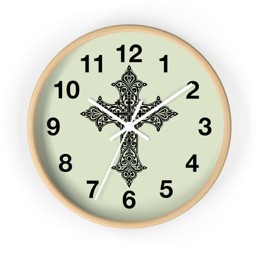 Elegant Cross Wall Clock | Faith-Inspired Home Decor, Unique Gift for Christians, Living Room Accent, Religious Wall Art
