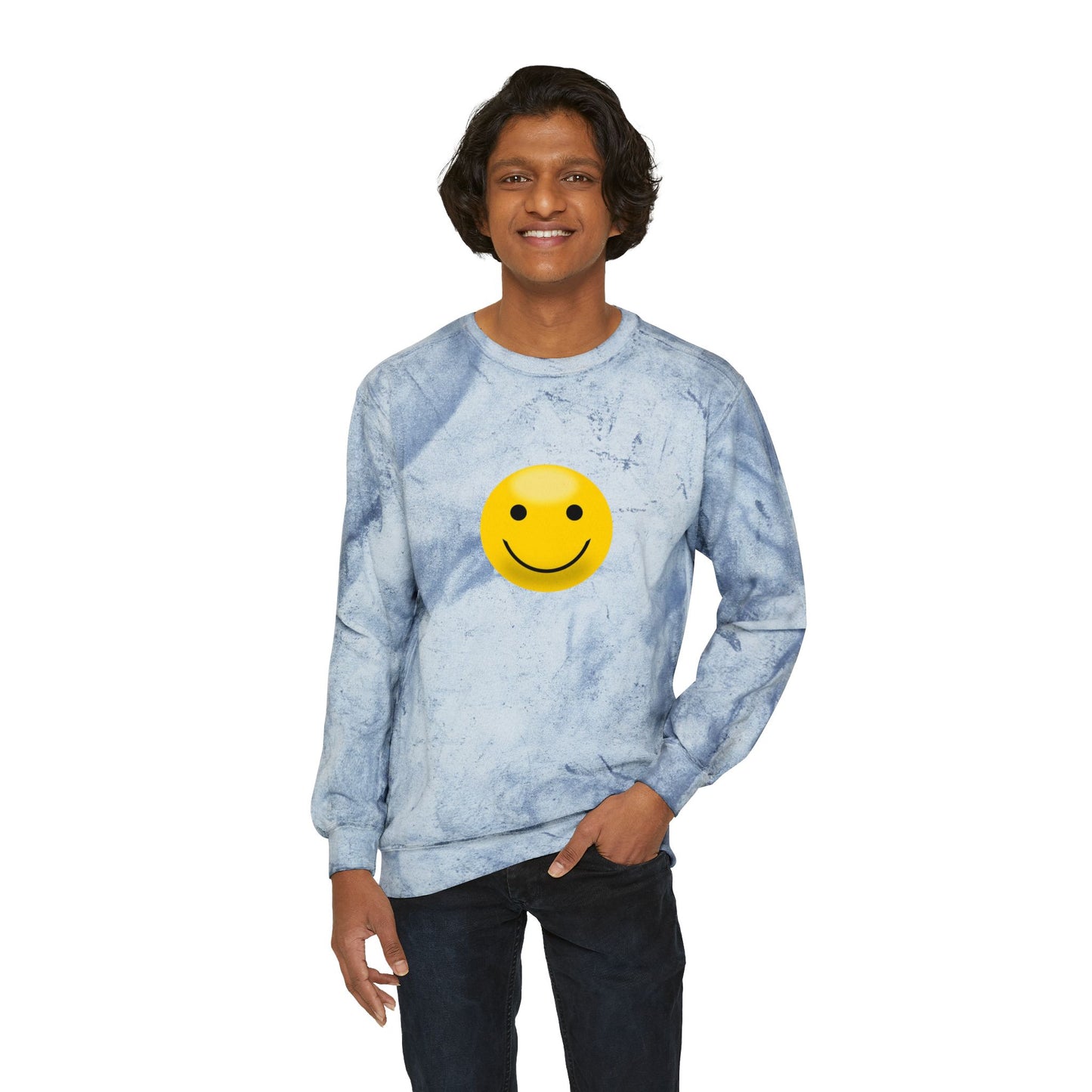 Cheerful Tie-Dye Crewneck Sweatshirt | Smiley Face Unisex Sweatshirt