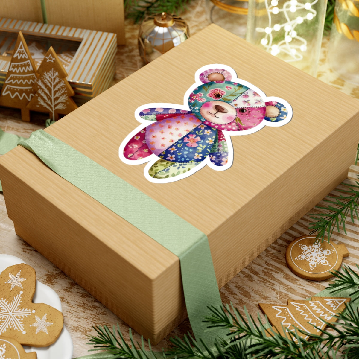 Cute Patchwork Teddy Bear Stickers, Aesthetic Decor for Laptops, Journals, Kid’s Rooms, Gifts for Bear Lovers, Scrapbooking Supplies