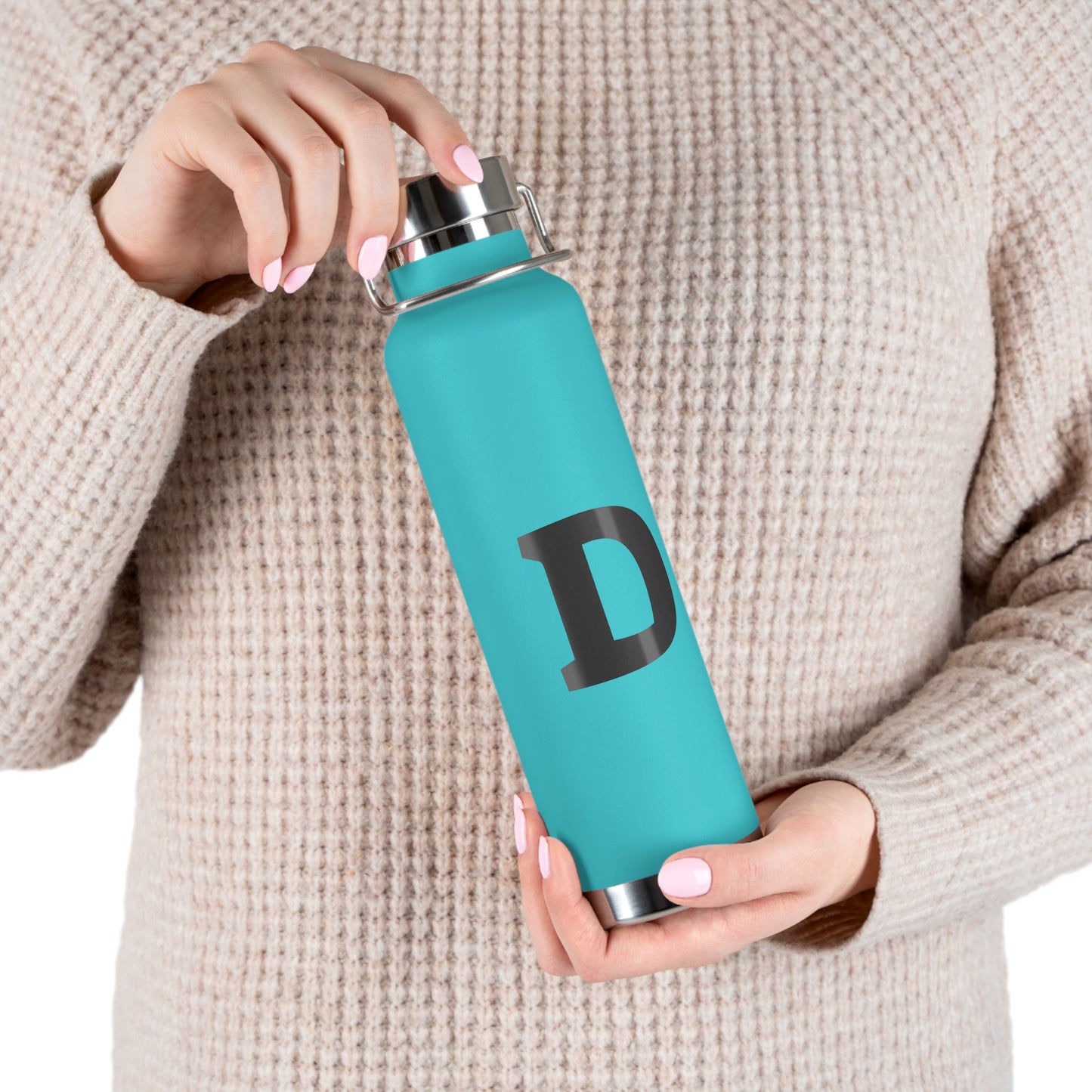 Personalized Copper Insulated Water Bottle, 22oz - "D" Custom Monogram