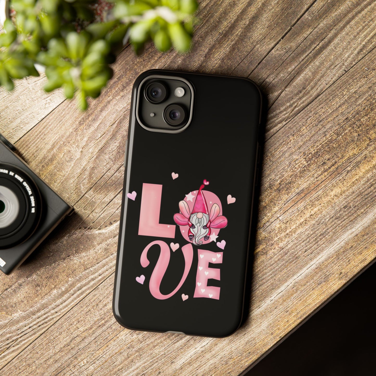Love Gnome Phone Case — Cute Pink Heart Valentines Protective Case