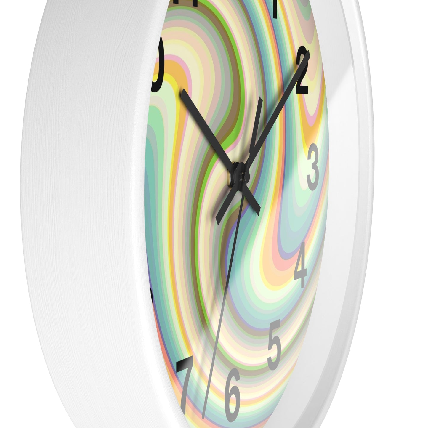 Swirl Pastel Wall Clock — Retro Psychedelic Timepiece for Home Decor