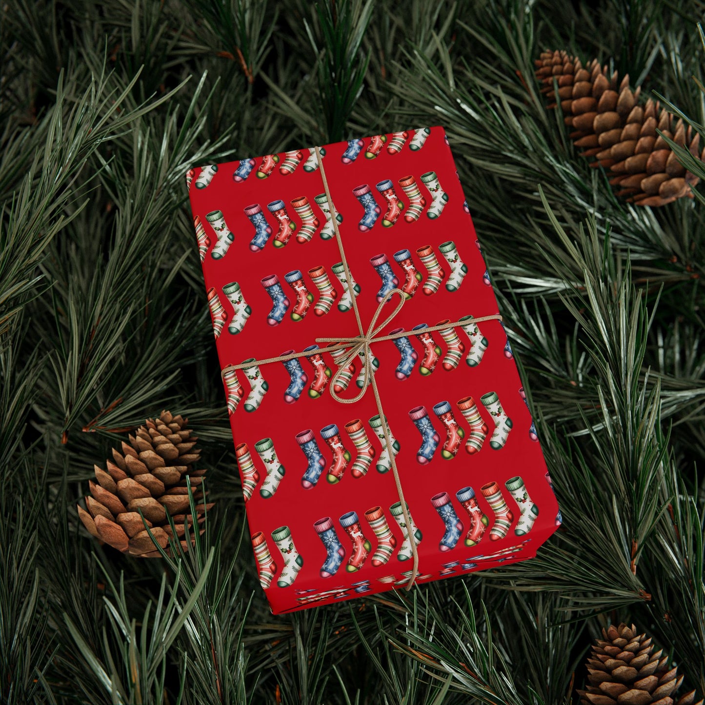 Holiday Candy Cane Wrapping Paper Roll — Red Patterned Gift Wrap