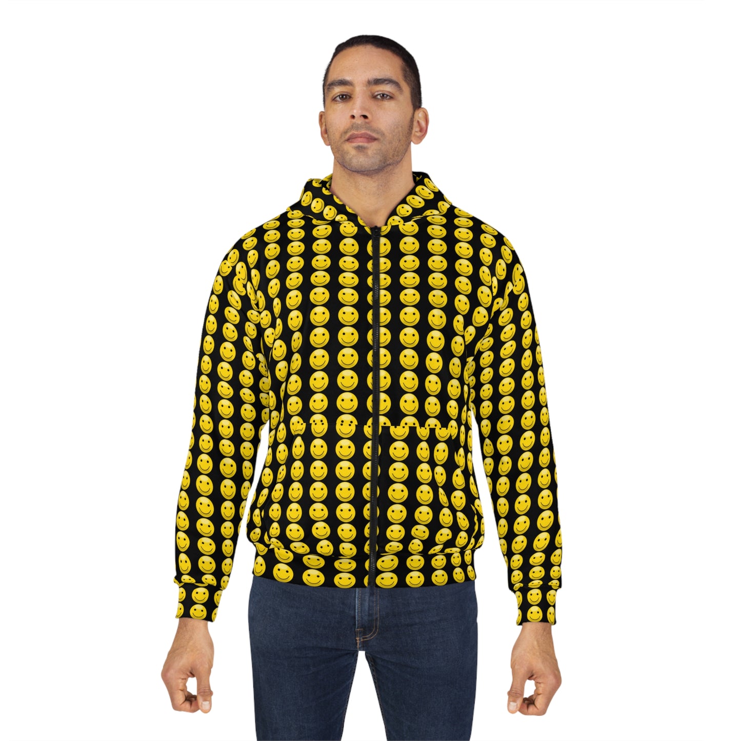 Happy Emoji Unisex Zip Hoodie, Fun Apparel for Casual Wear