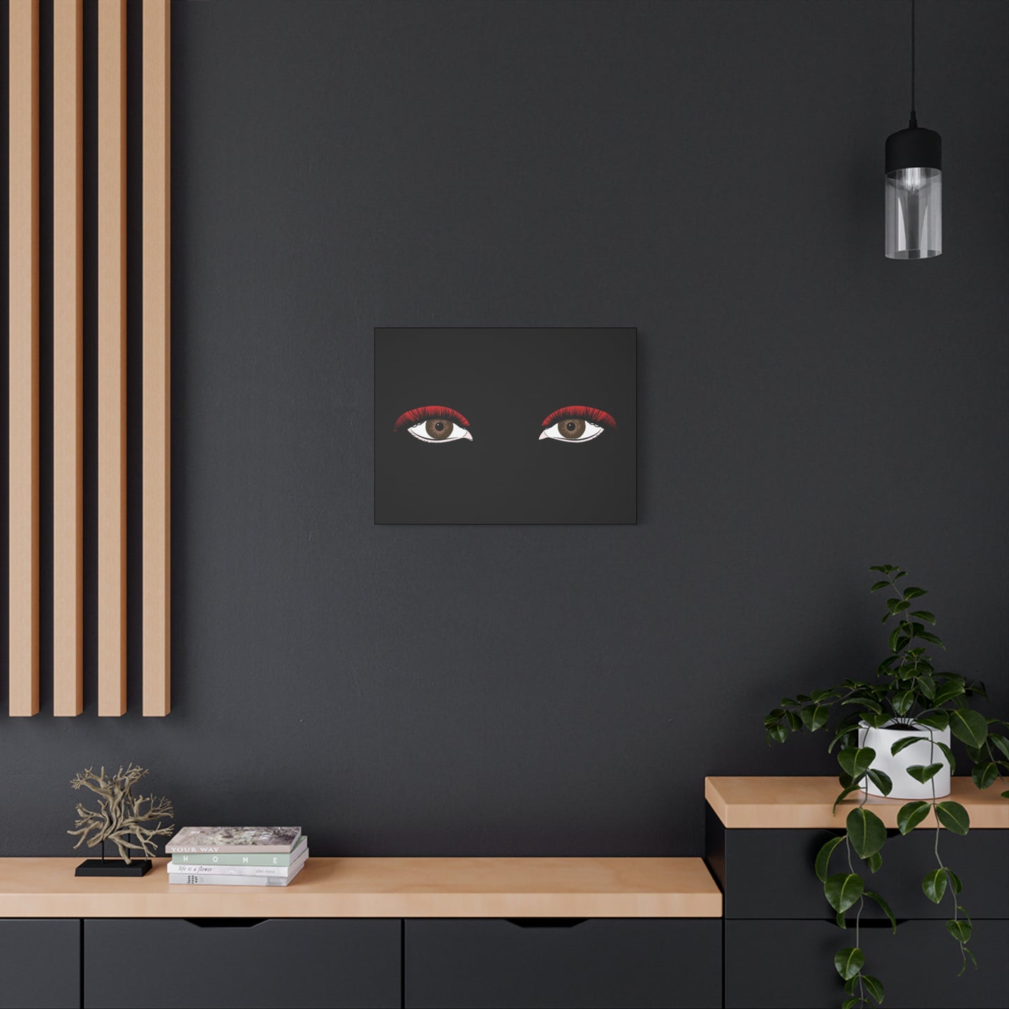 Red Lashes Wall Art Canvas — Glam Eyes Makeup Decor