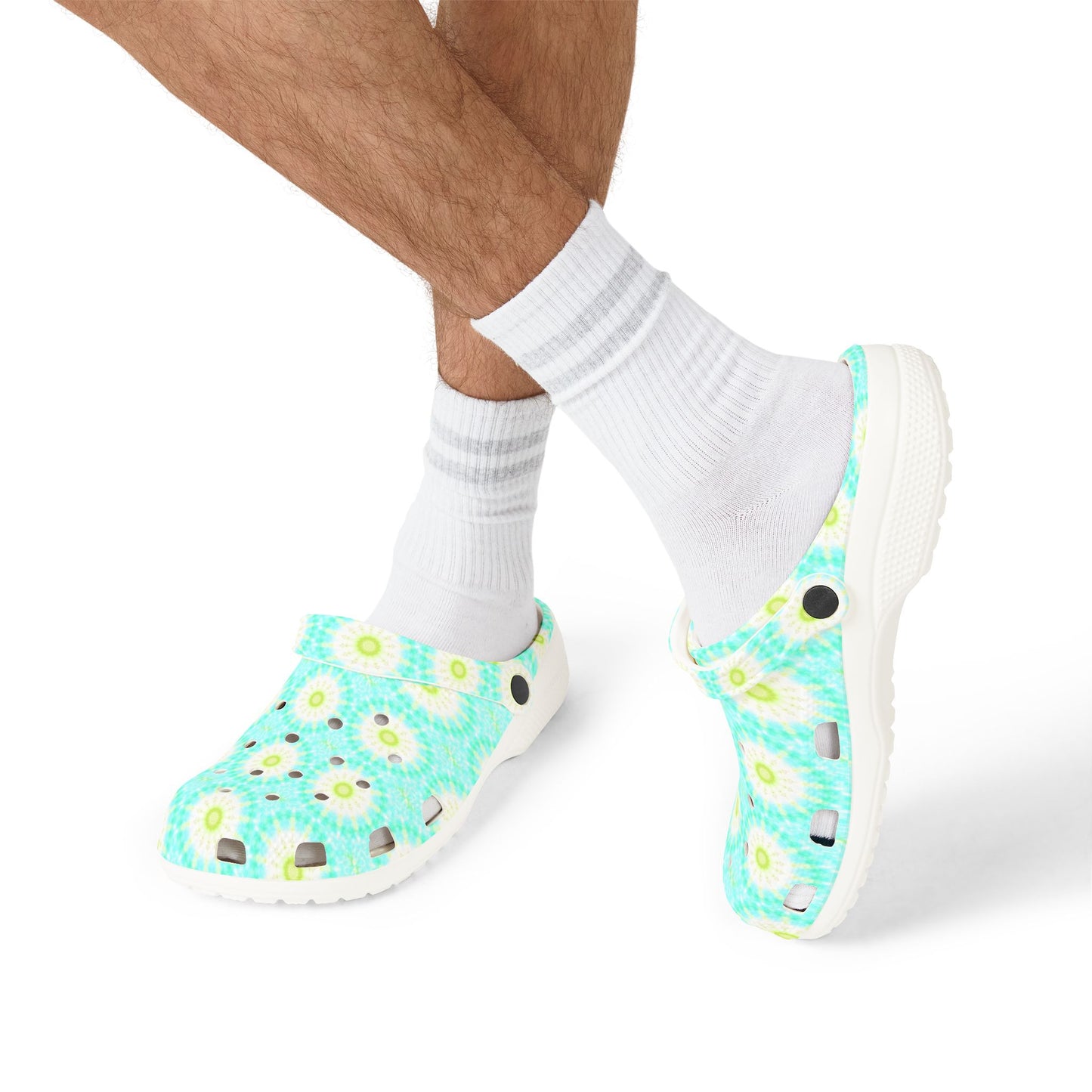 Aqua Daisy EVA Foam Clogs — Lightweight Floral Garden Shoes