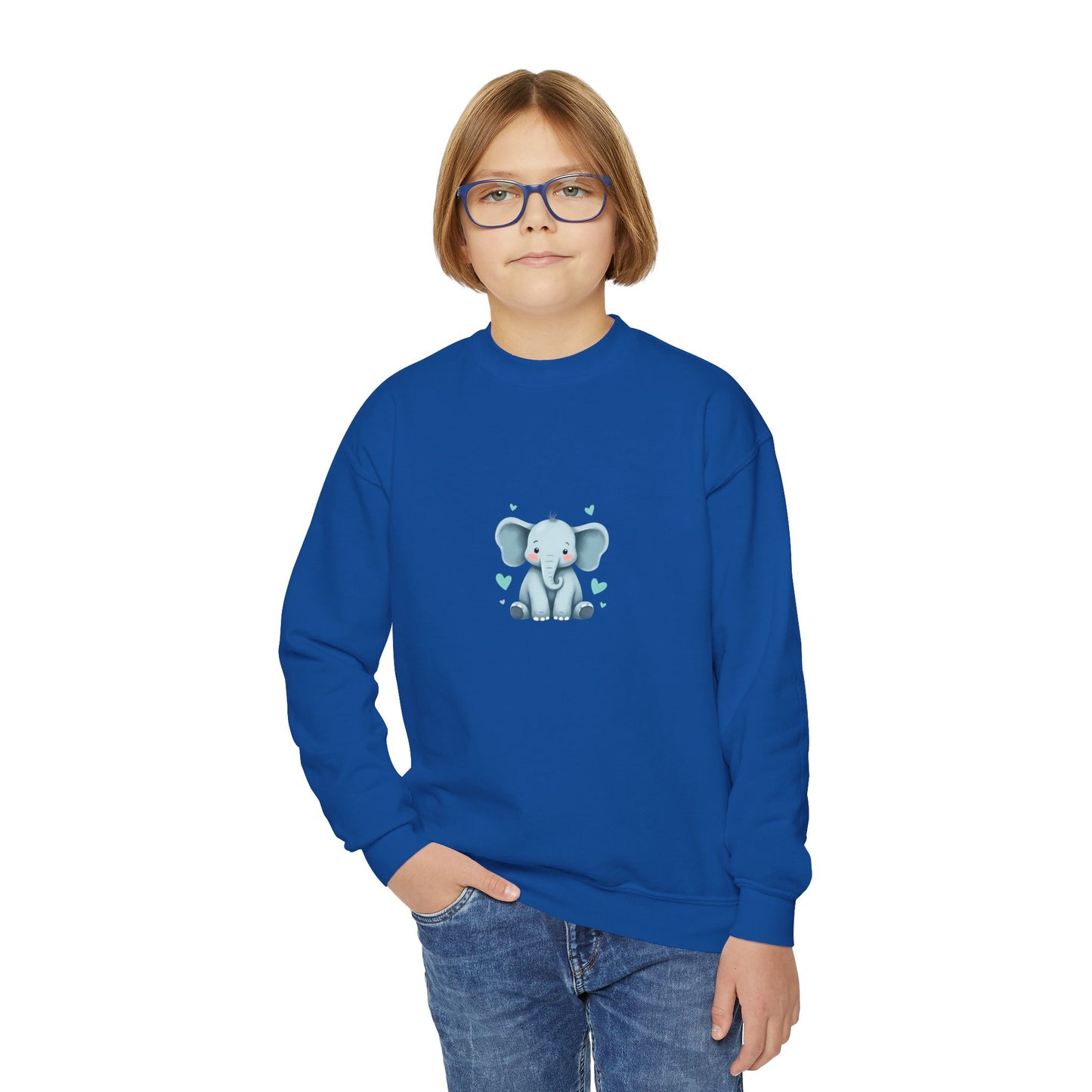 Adorable Elephant Youth Crewneck Sweatshirt