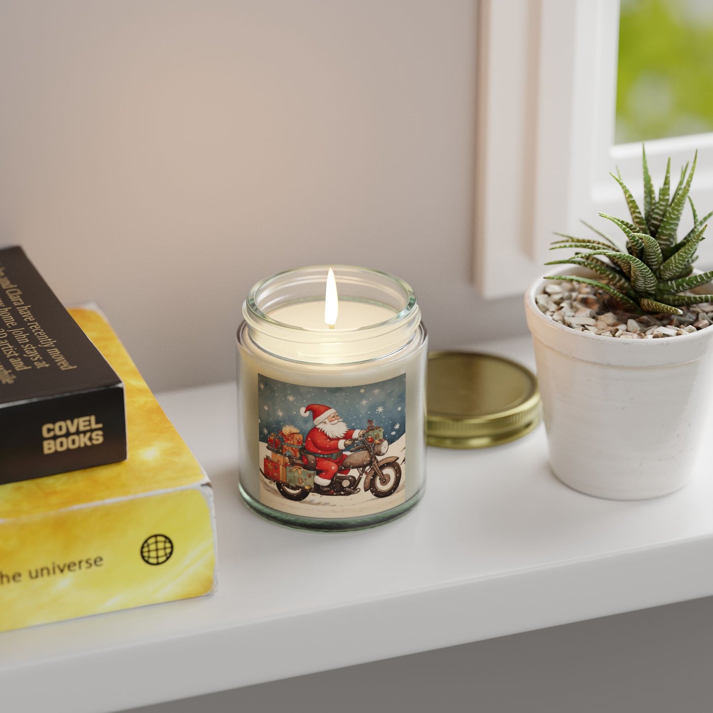 Festive Scented Candles | Santa on Motorcycle | Holiday Decor, Gift, Aromatherapy, Home Fragrance, Christmas Decoration