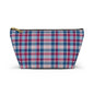 Plaid Accessory Pouch — Blue & Pink Tartan Makeup Bag